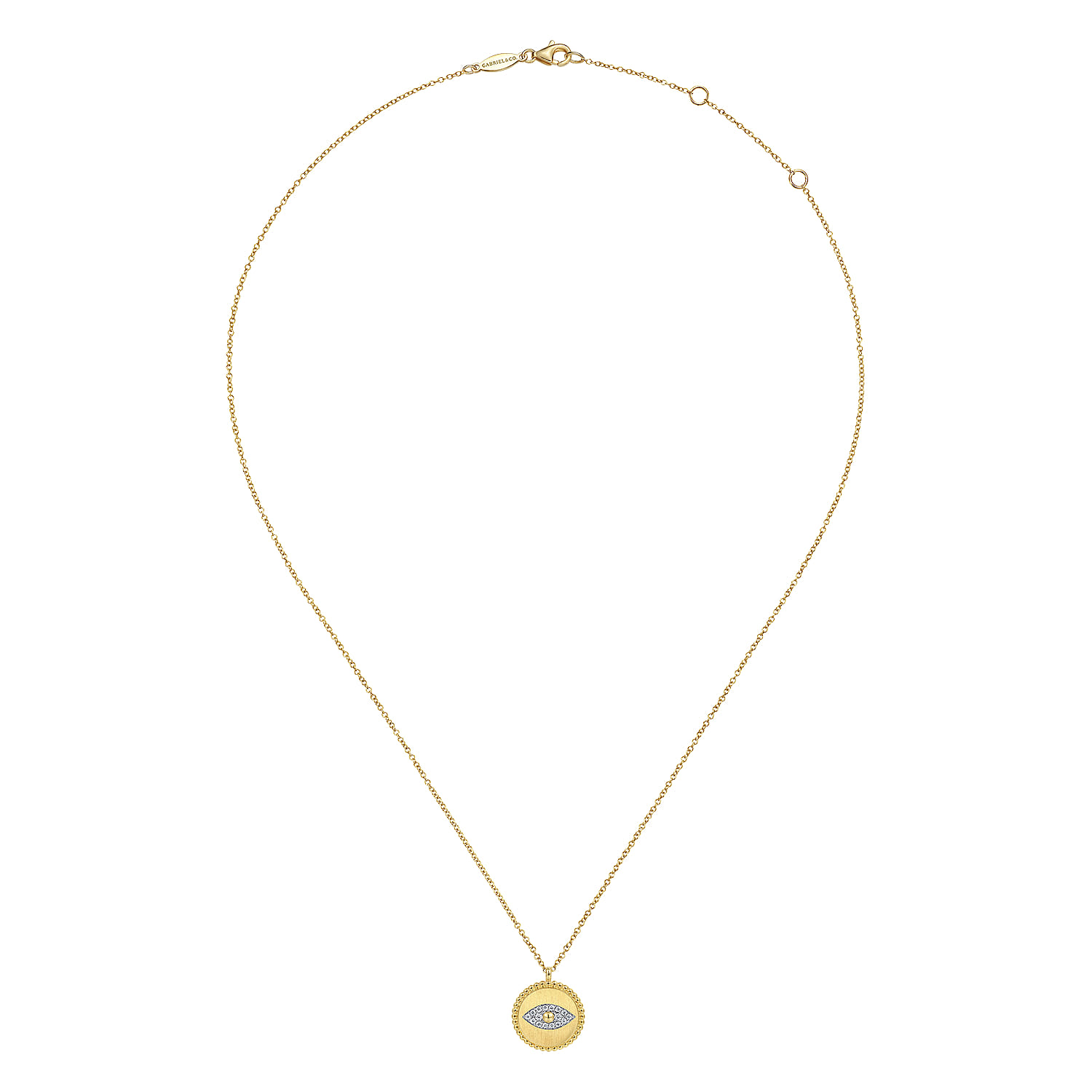 Bujukan Diamond Evil Eye Medallion Necklace in 14K Yellow Gold, photograph 2