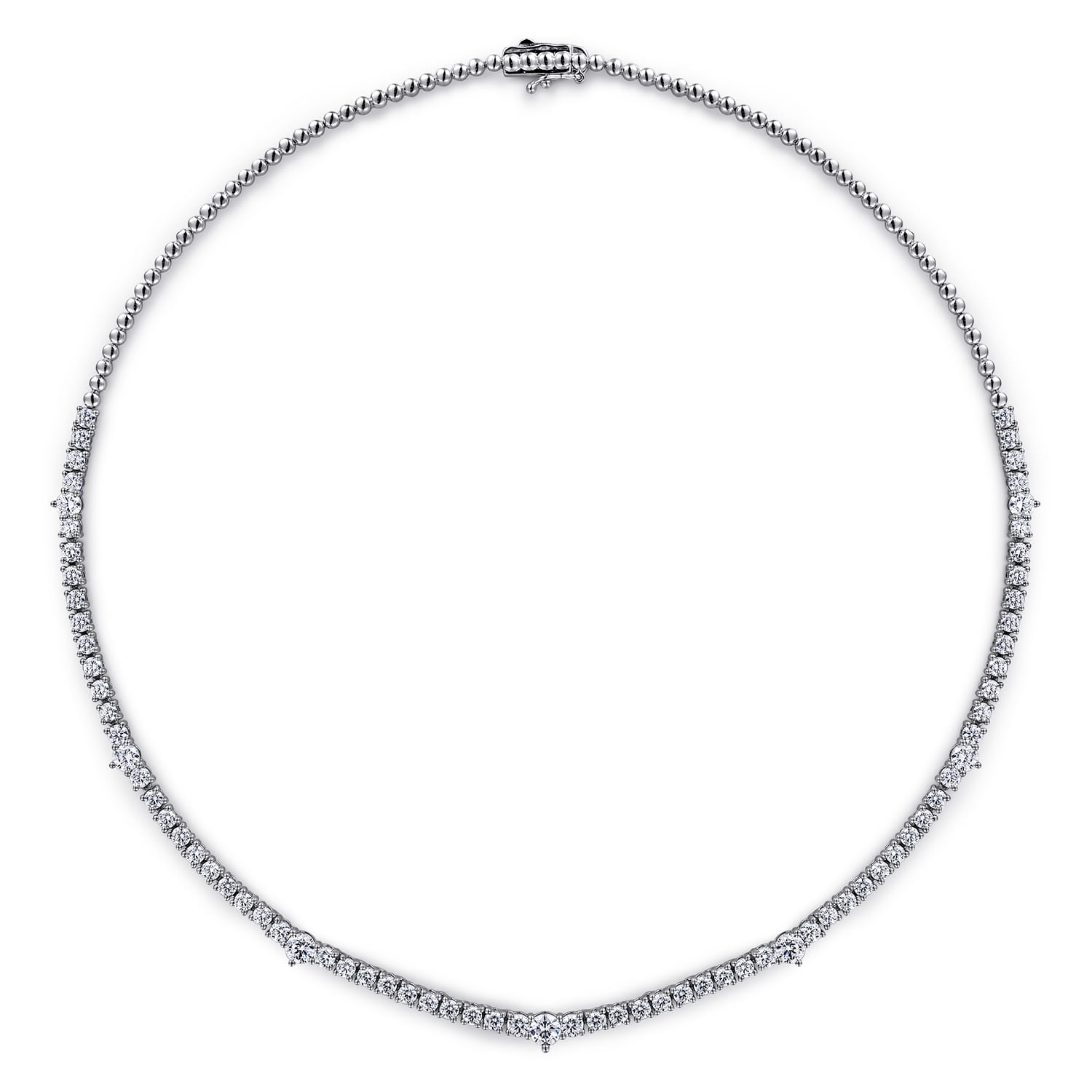 Diamond Tennis Necklace in 18K White Gold, photograph 2