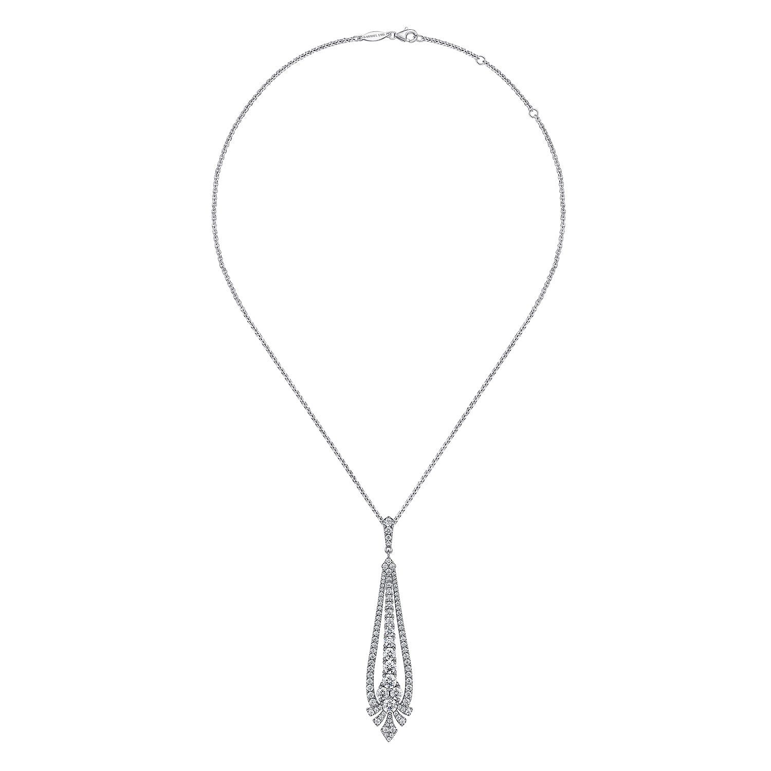 18 inch Diamond Statement Necklace in 18K White Gold, photograph 2