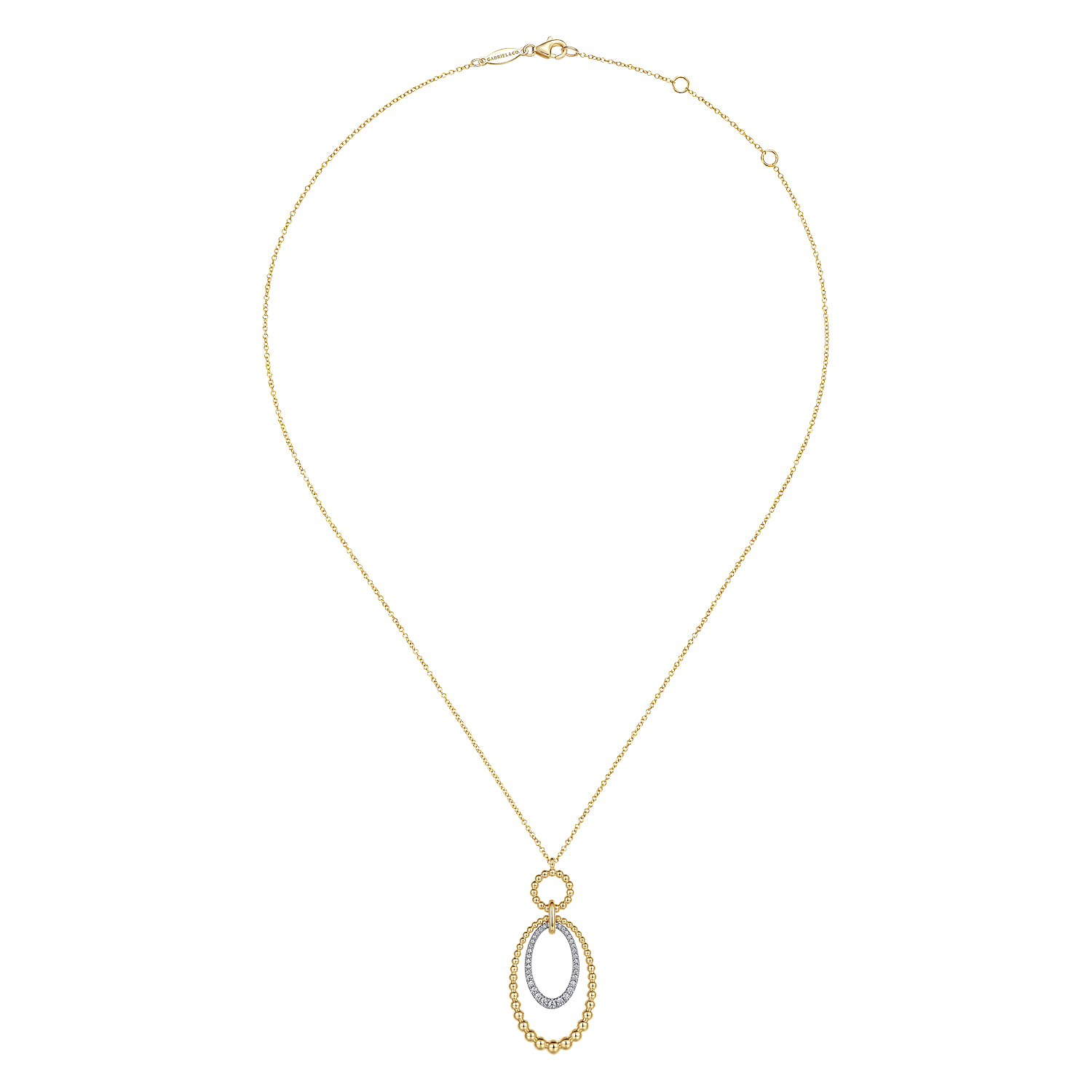 Bujukan and Diamond Circle Pendant Necklace in 14K White/Yellow Gold, photograph 2
