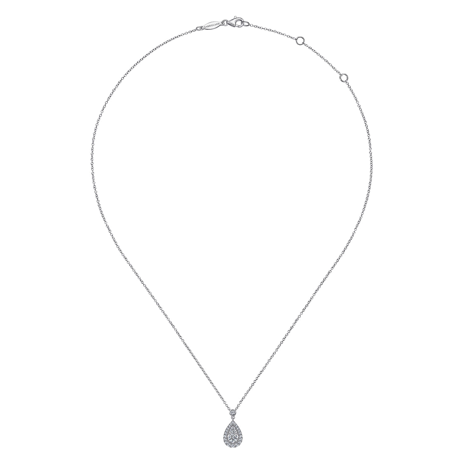 Diamond Classic Teardrop Pendant Necklace in 14K White Gold, photograph 2