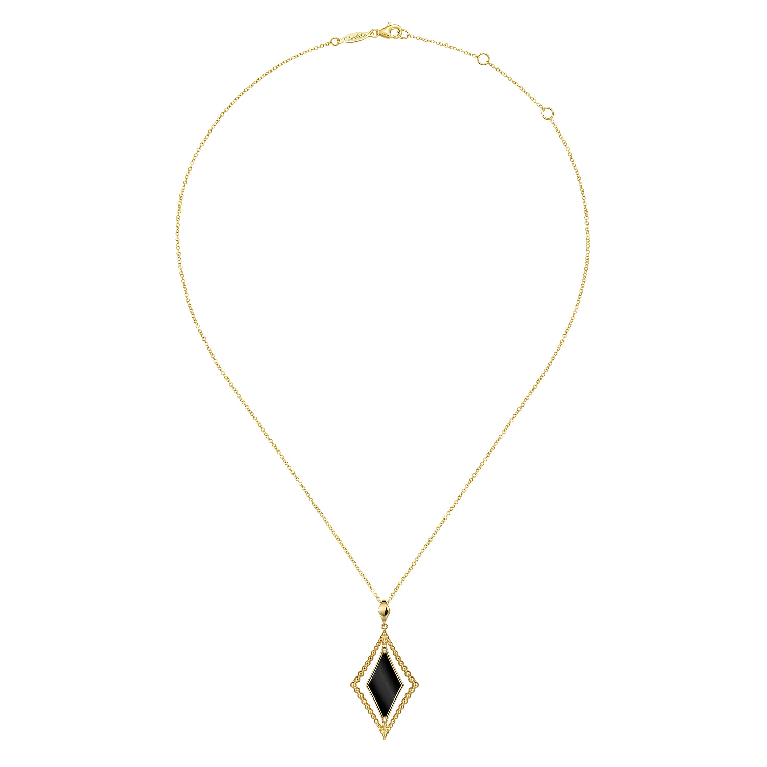 Bujukan Onyx Rhombus Pendant Necklace in 14K Yellow Gold, photograph 2