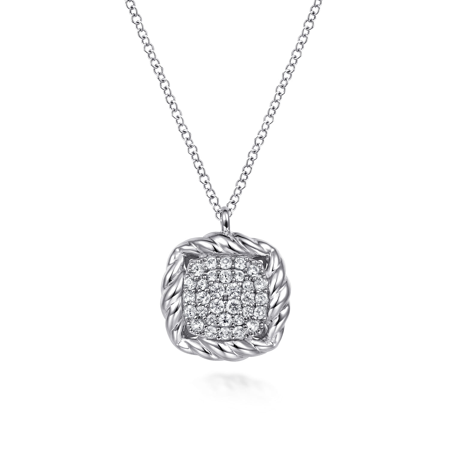 White Sapphire Rope Pendant Necklace