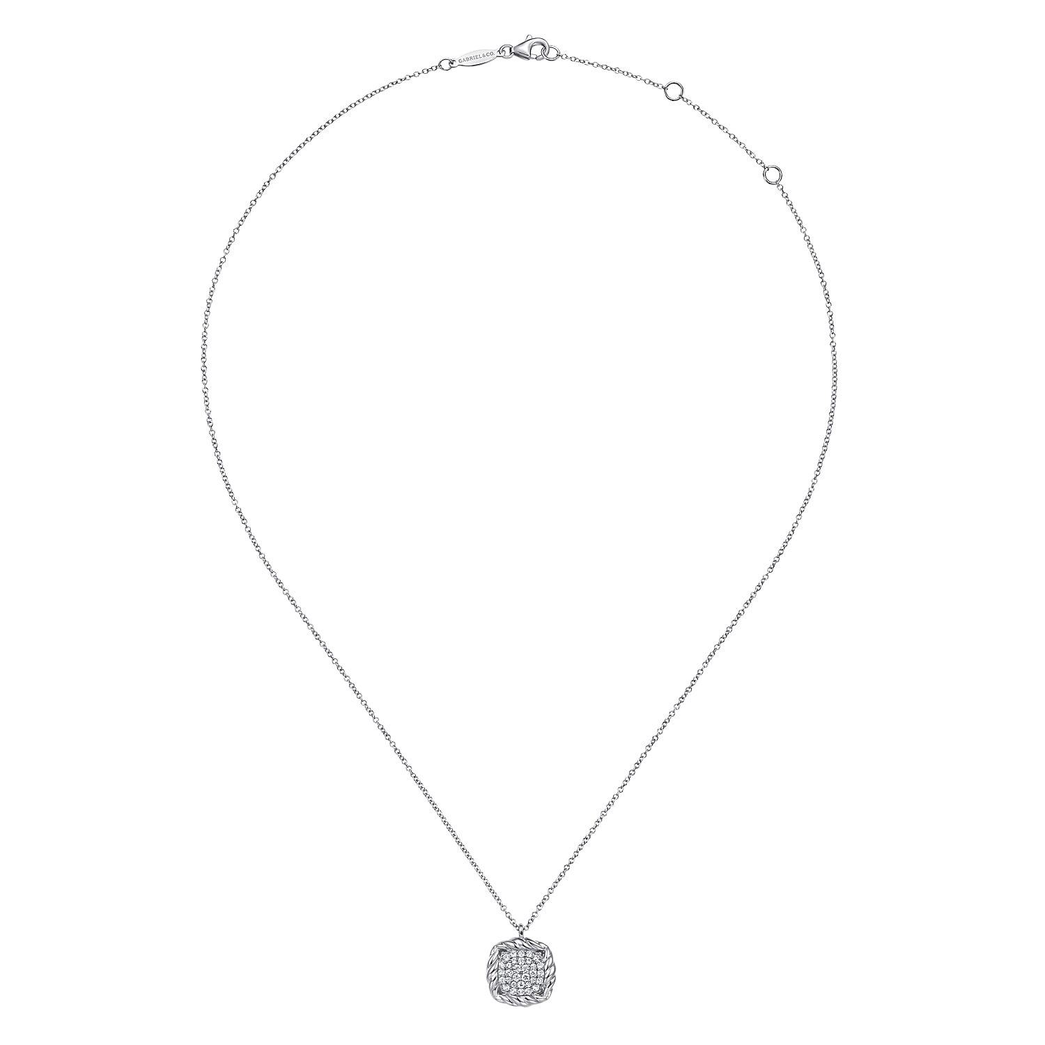 White Sapphire Rope Pendant Necklace in Sterling Silver, photograph 2