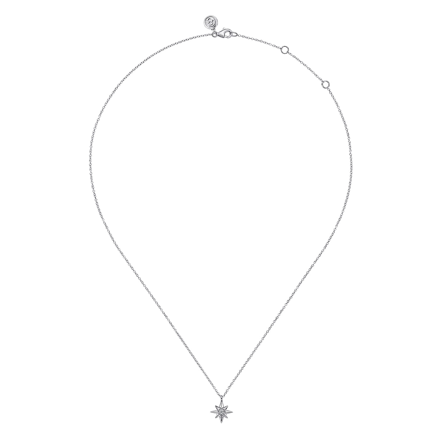 Diamond Starburst Pendant Necklace in Sterling Silver, photograph 2