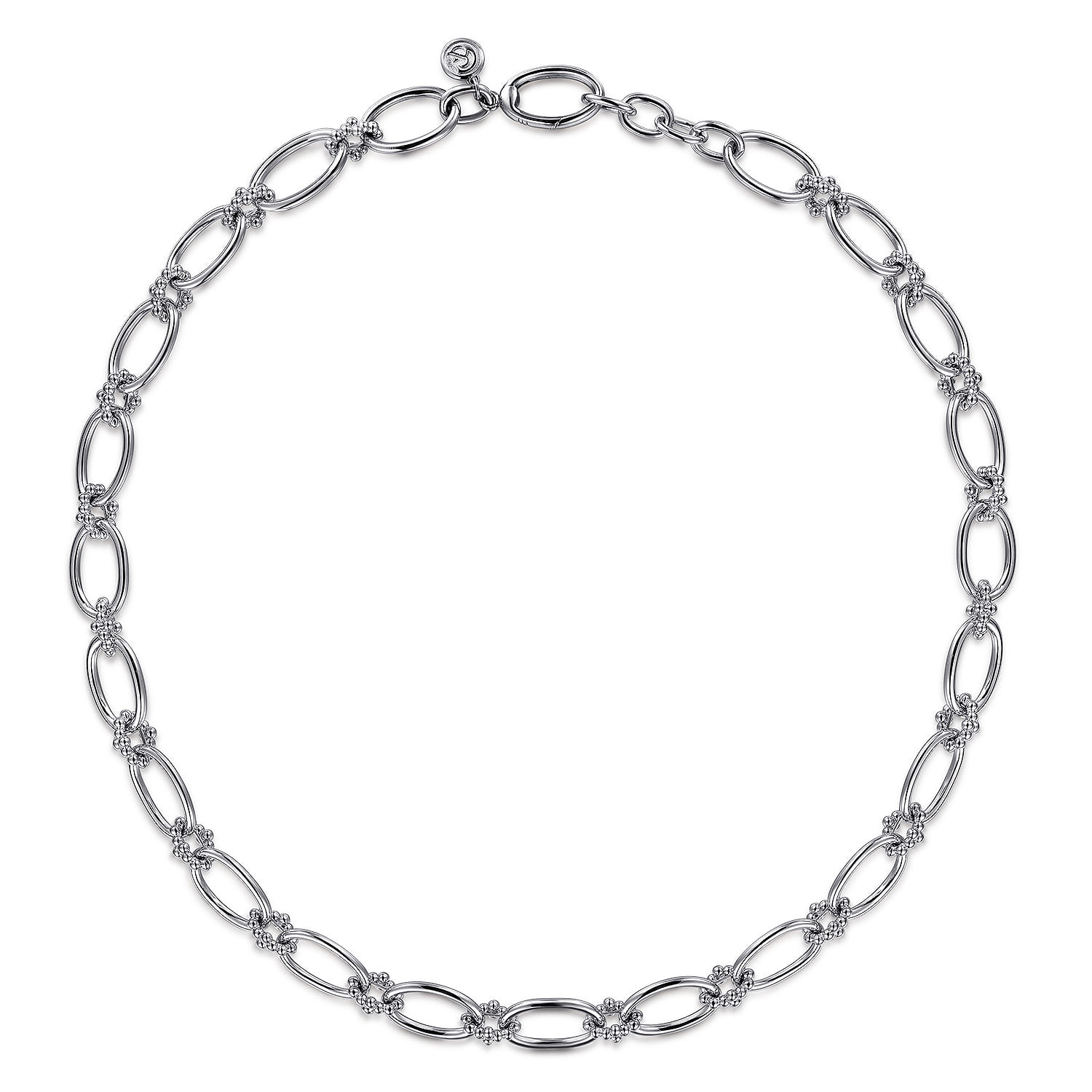 Link Chain Necklace with Bujukan Connectors in Sterling Silver, photograph 2