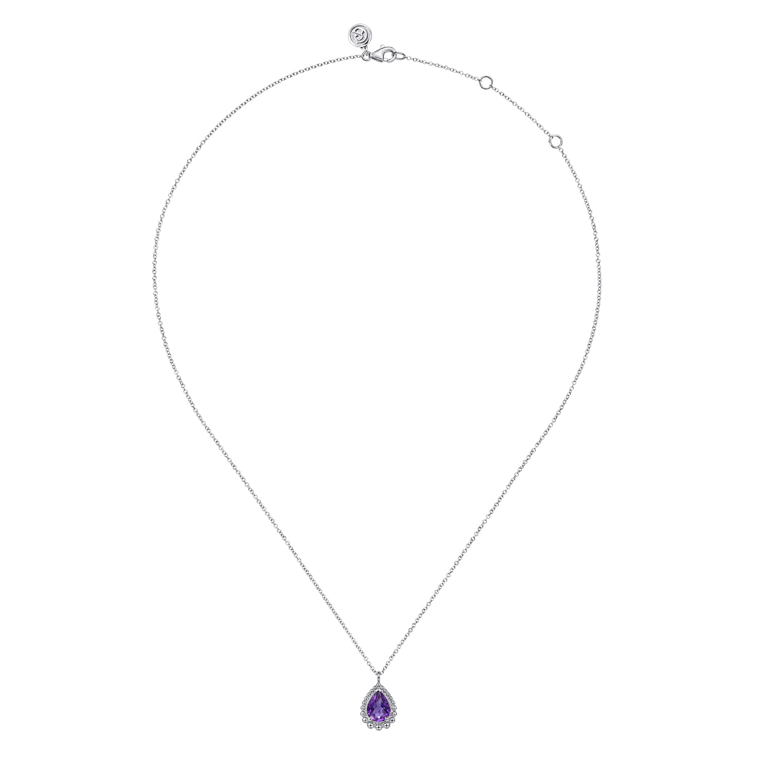 Faceted Amethyst Teardrop Bujukan Necklace in Sterling Silver, photograph 2