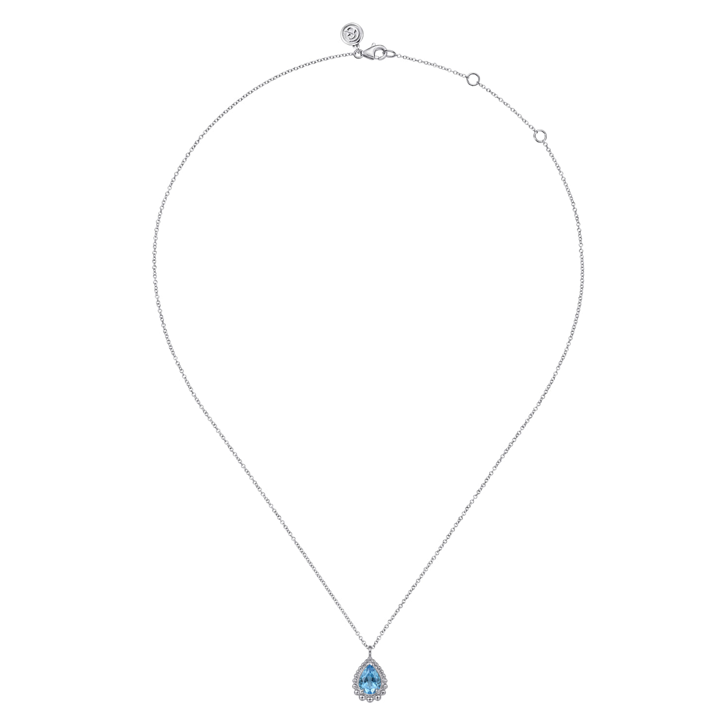 Faceted Swiss Blue Topaz Teardrop Bujukan Necklace in Sterling Silver, photograph 2