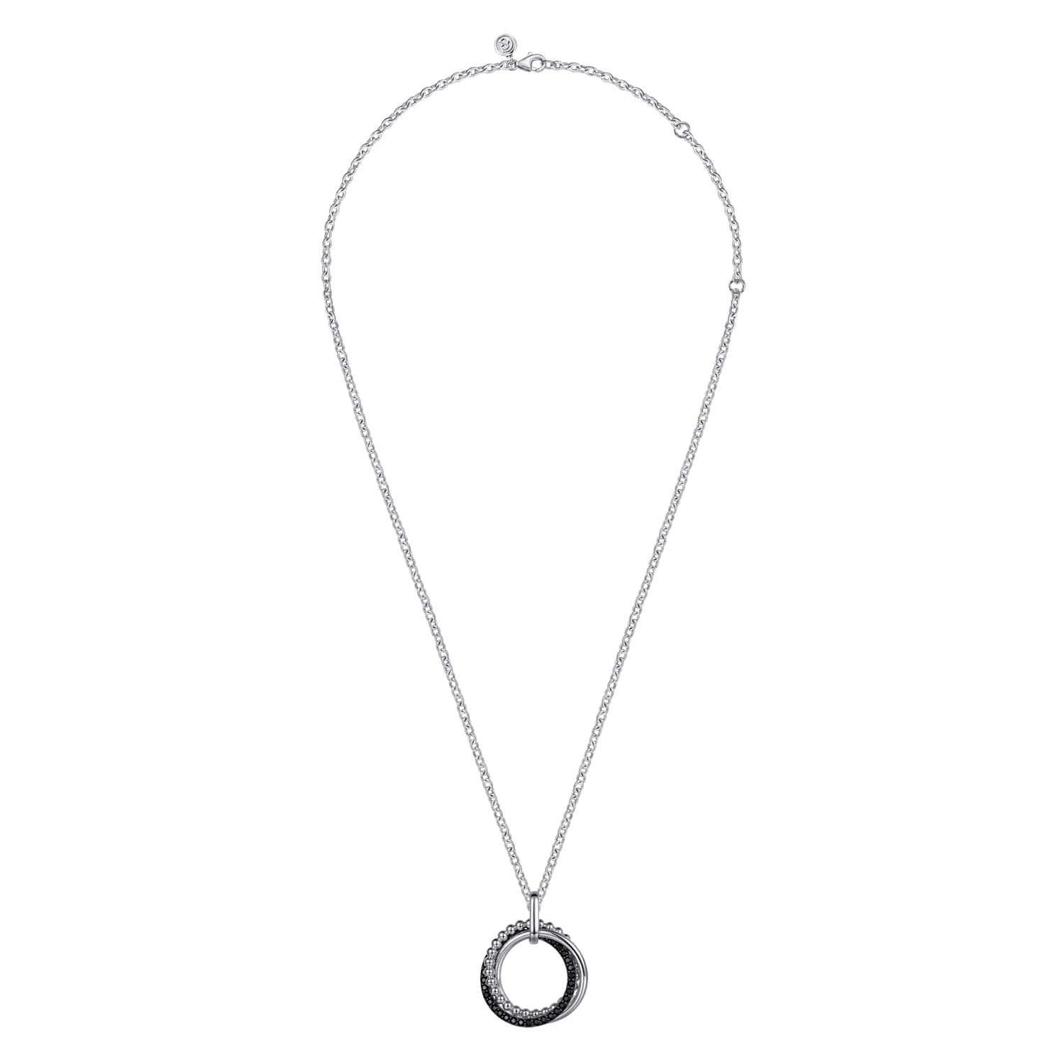 Black Spinel Bujukan Link Pendant Necklace in Sterling Silver, photograph 2
