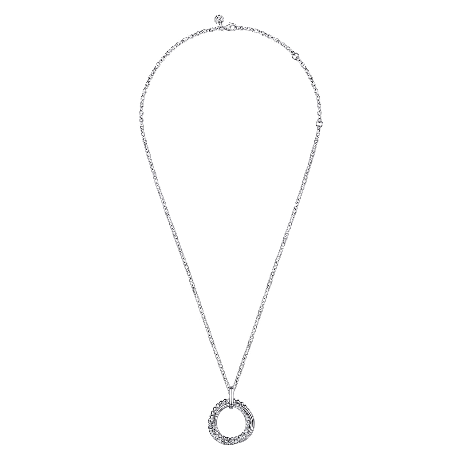White Sapphire Bujukan Link Pendant Necklace in Sterling Silver, photograph 2