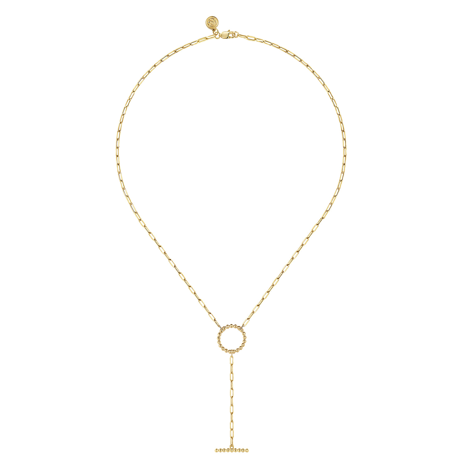 Circle Y Chain Necklace in 14K Yellow Gold, photograph 2