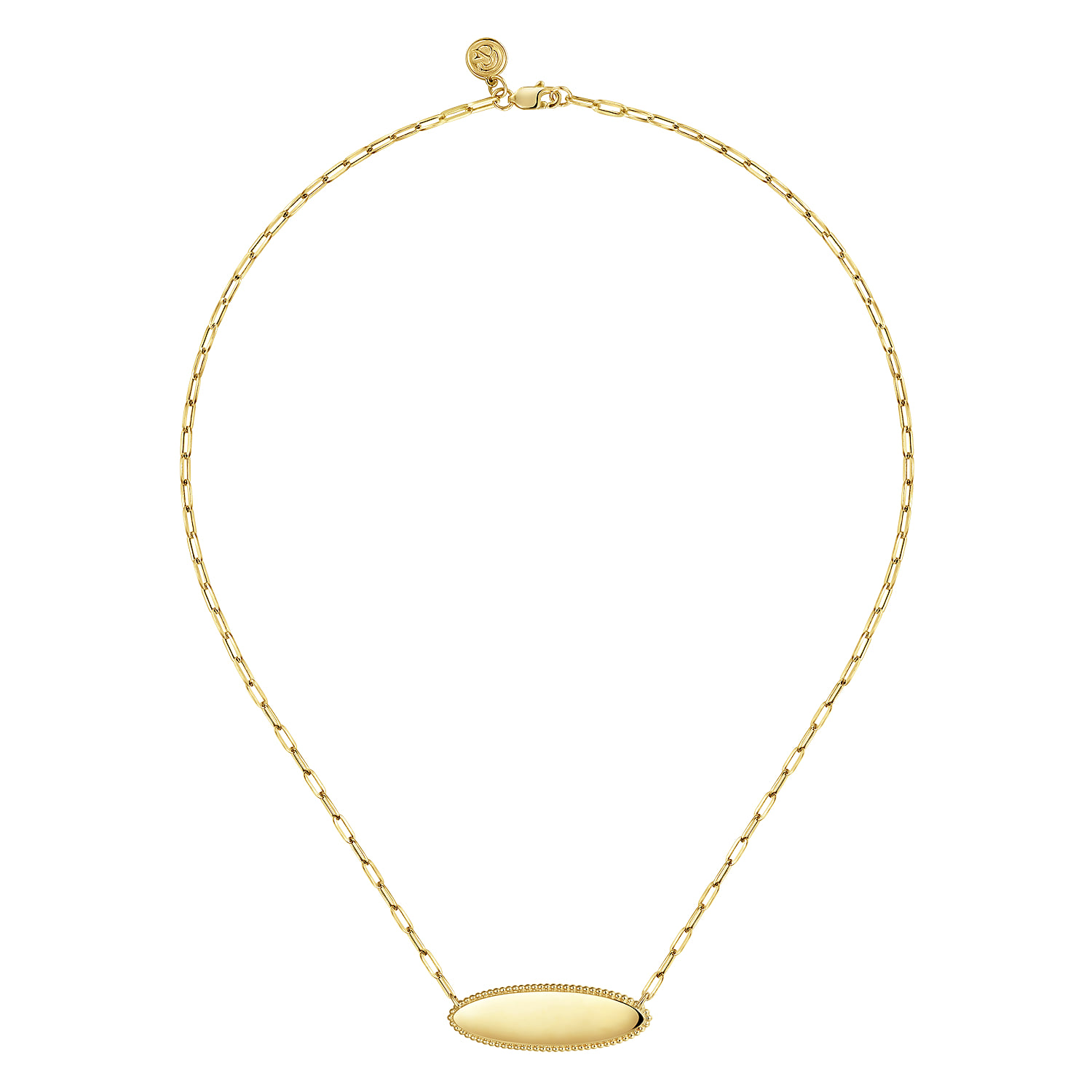Bujukan Personalized Pendant Necklace with Hollow Paperclip Chain in 14K Yellow Gold, photograph 2
