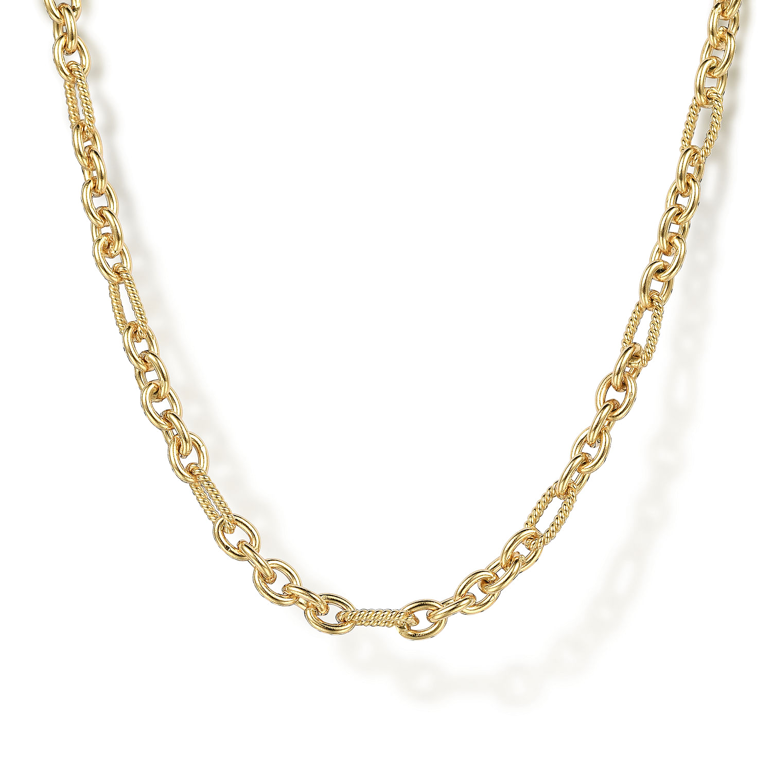 【U LAN】24SS★ [LAN ARCHIVE] LAN Cube Rope Necklace 14K Yellow Gold Link Chain Necklace with Twisted Rope