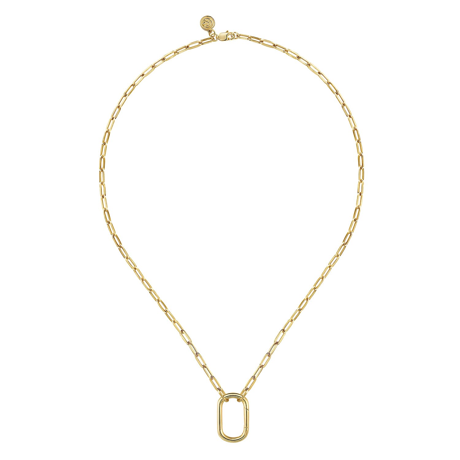 Chain Necklace with Rectangle Drop in 14K Yellow Gold, photograph 2