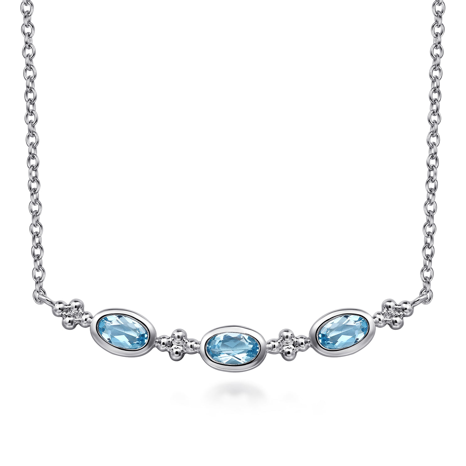 Blue Topaz Bar Necklace-Bujukan in Sterling Silver