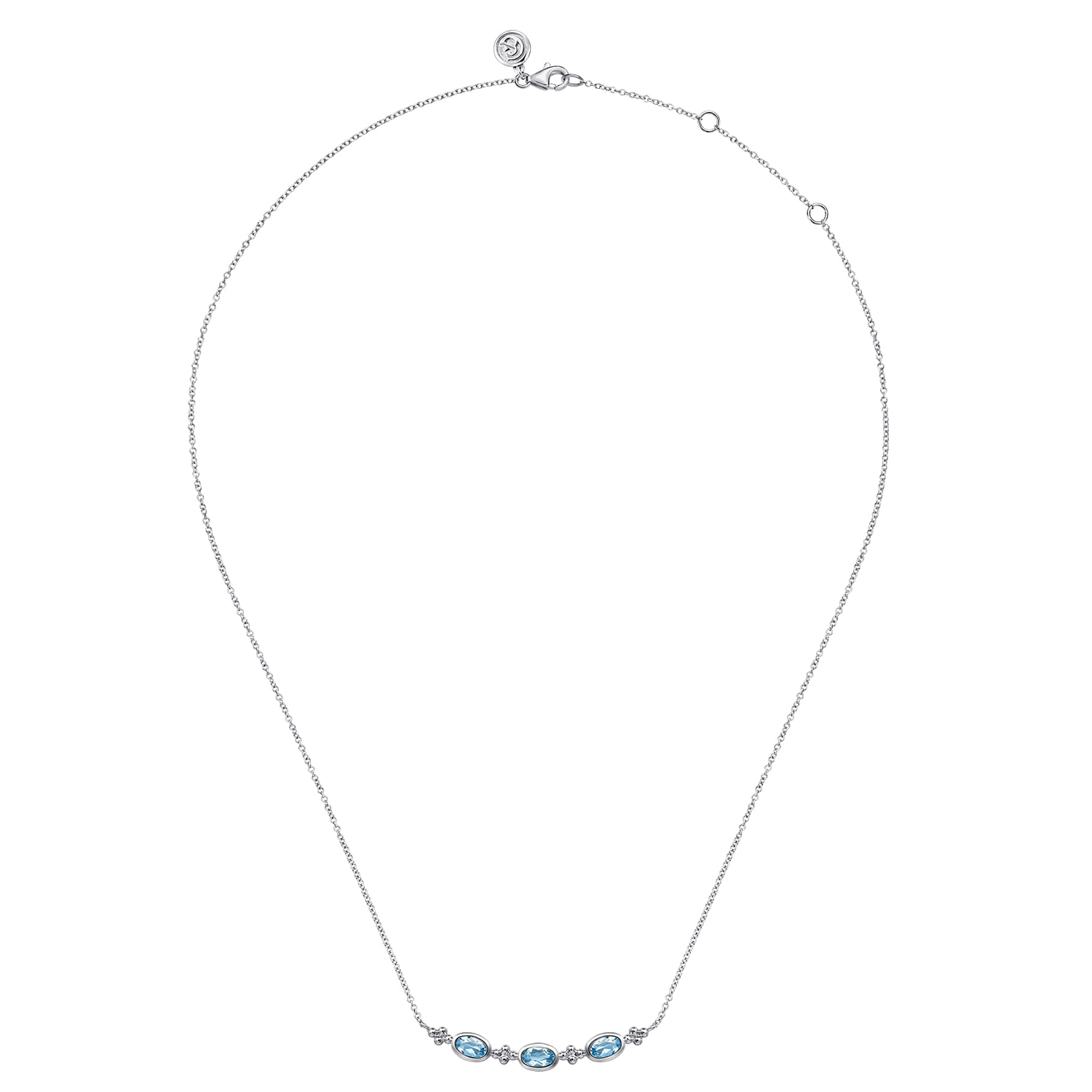 Blue Topaz Bar Necklace-Bujukan in Sterling Silver, photograph 2
