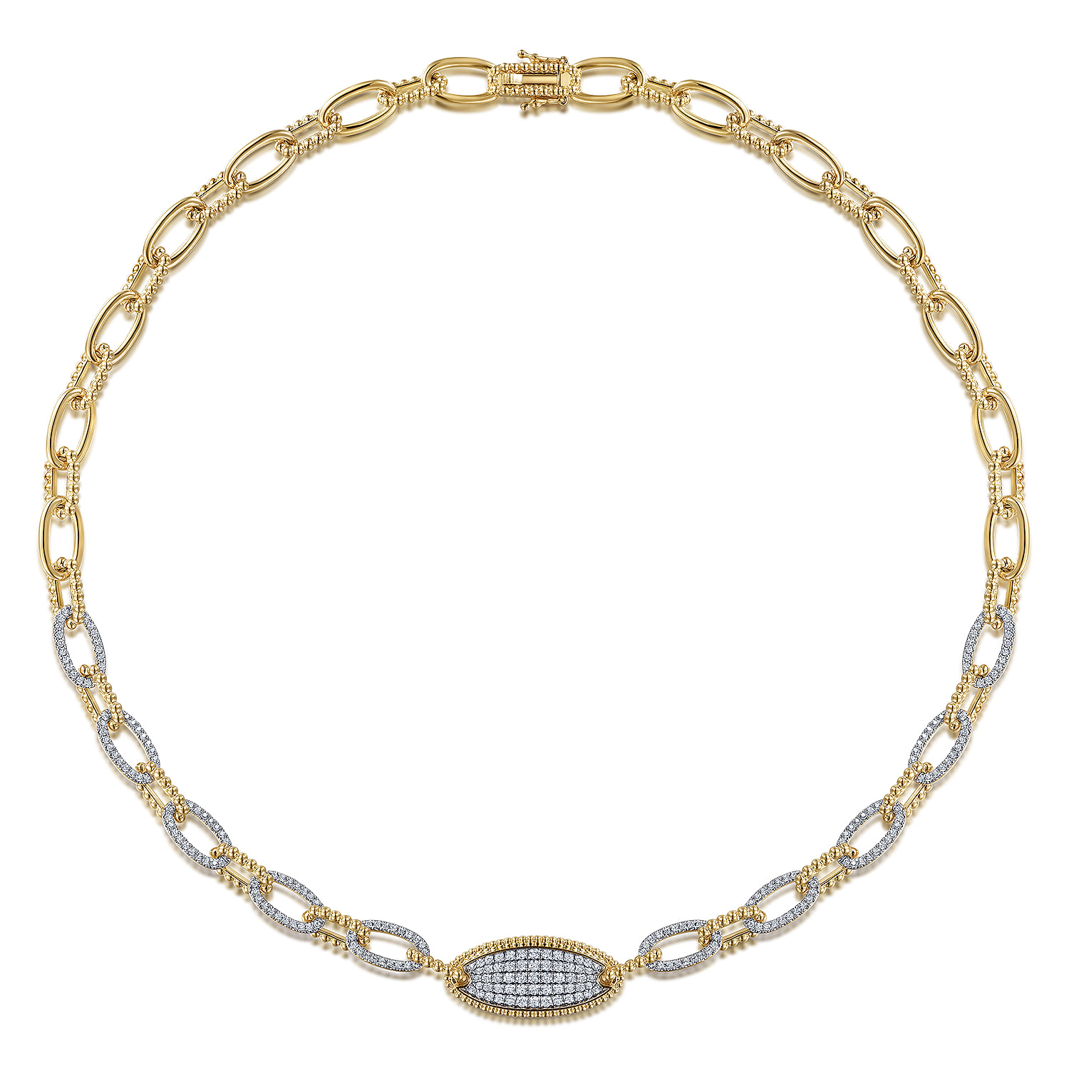 Bujukan Chain Necklace with Pave Diamond Pendant in 14K Yellow Gold, photograph 2