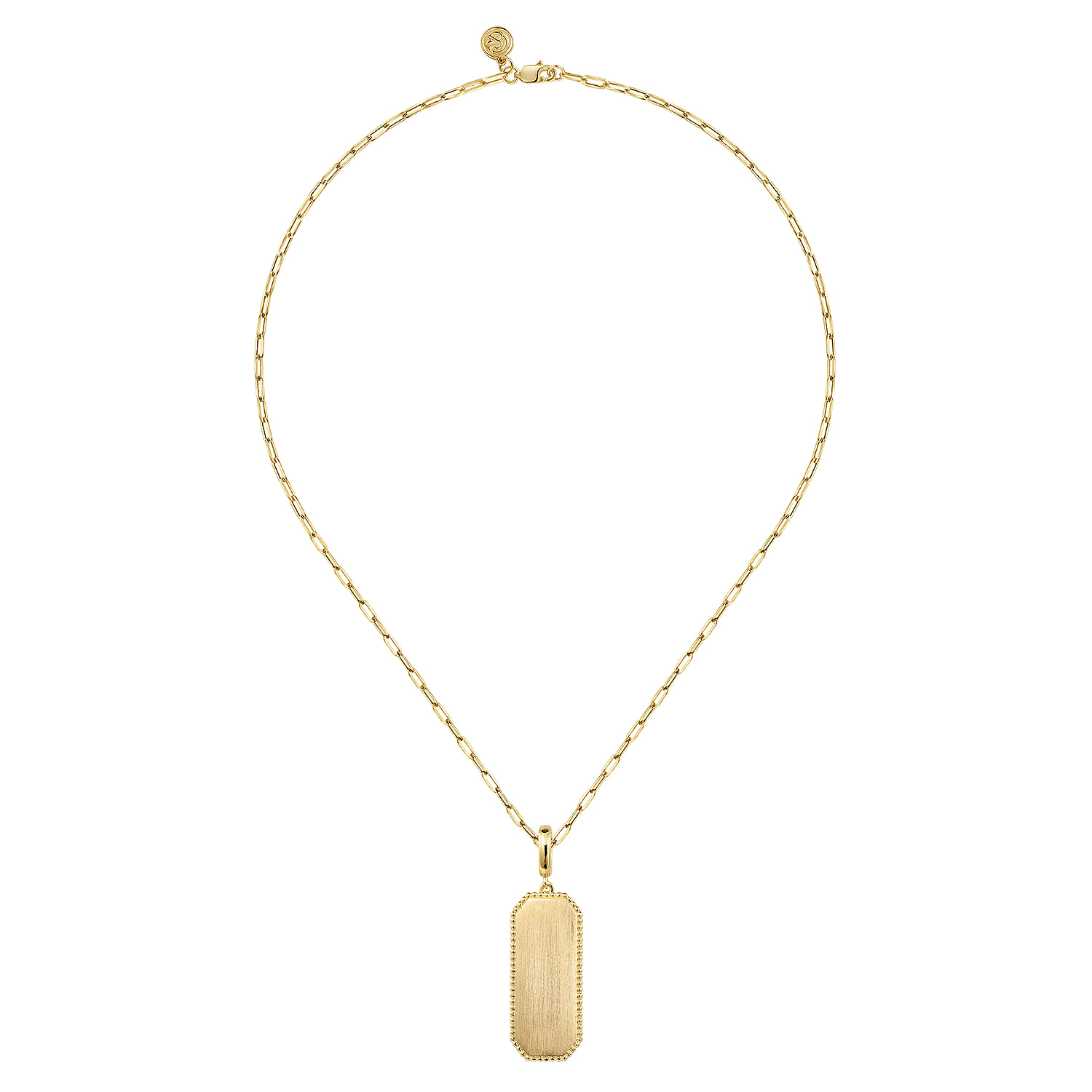 Dog Tag Pendant Hollow Chain Necklace in 14K Yellow Gold, photograph 2