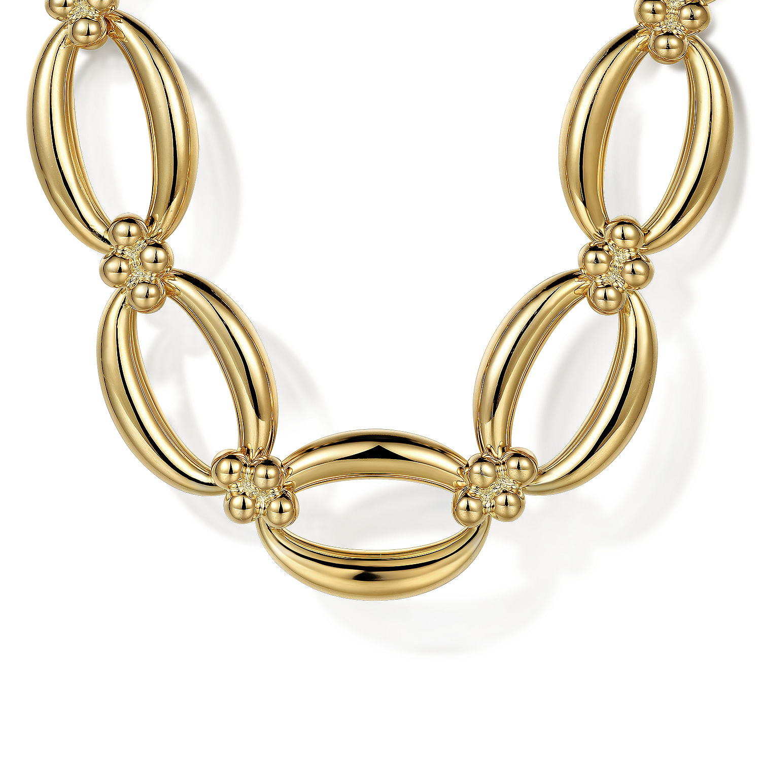 14K Yellow Gold Oval Link Chain Necklace wth Bujukan