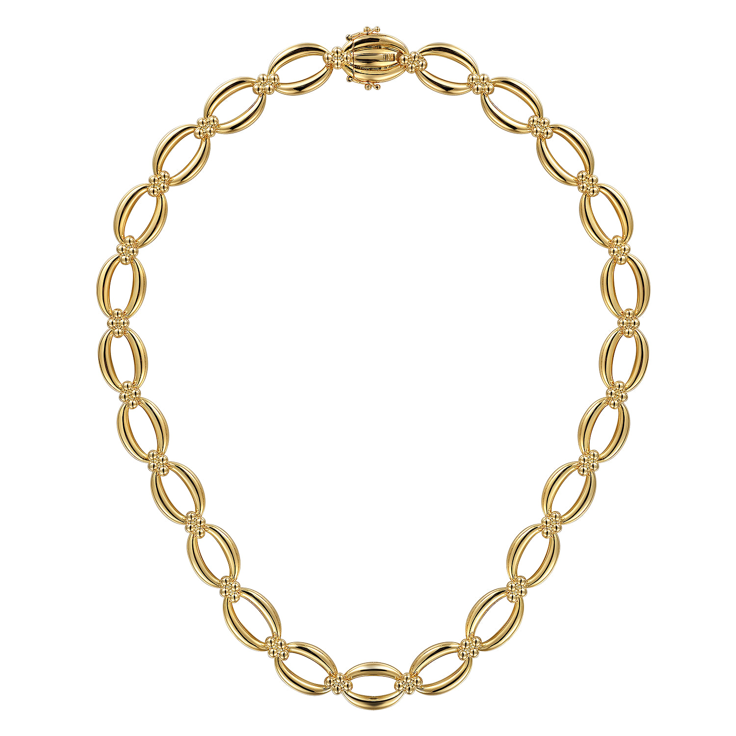 Link Chain Necklace wth Bujukan Connectors in 14K Yellow Gold, photograph 2