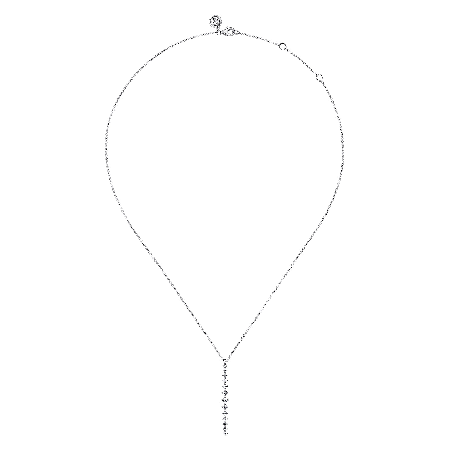 Long Diamond Drop Bar Necklace in 14K White Gold, photograph 2