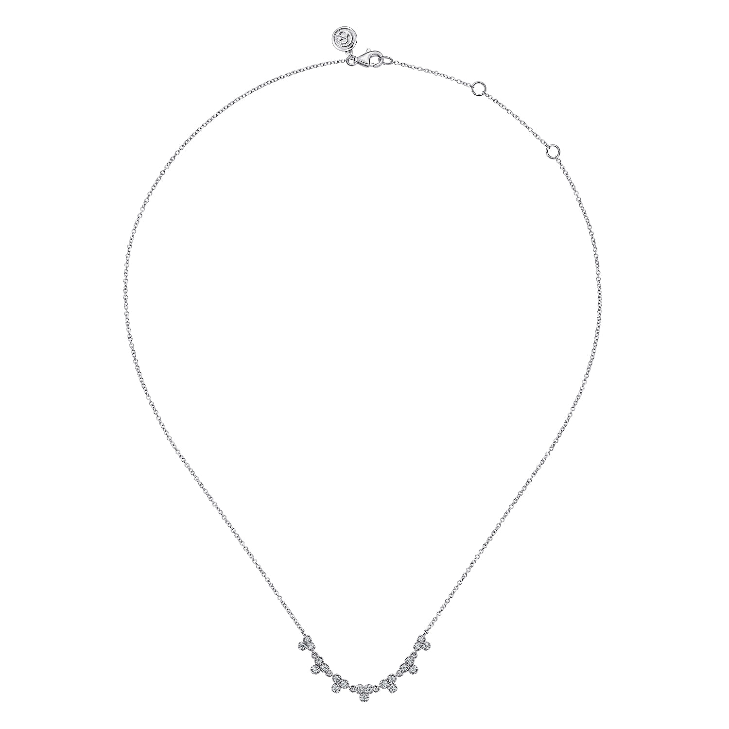 Diamond Droplet Link Necklace in 14K White Gold, photograph 2