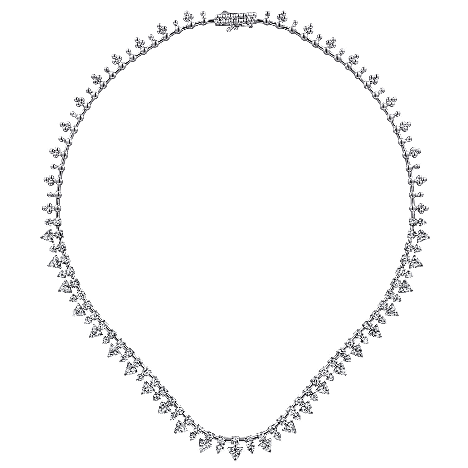 Diamond Tennis Necklace in 14K White Gold, photograph 2