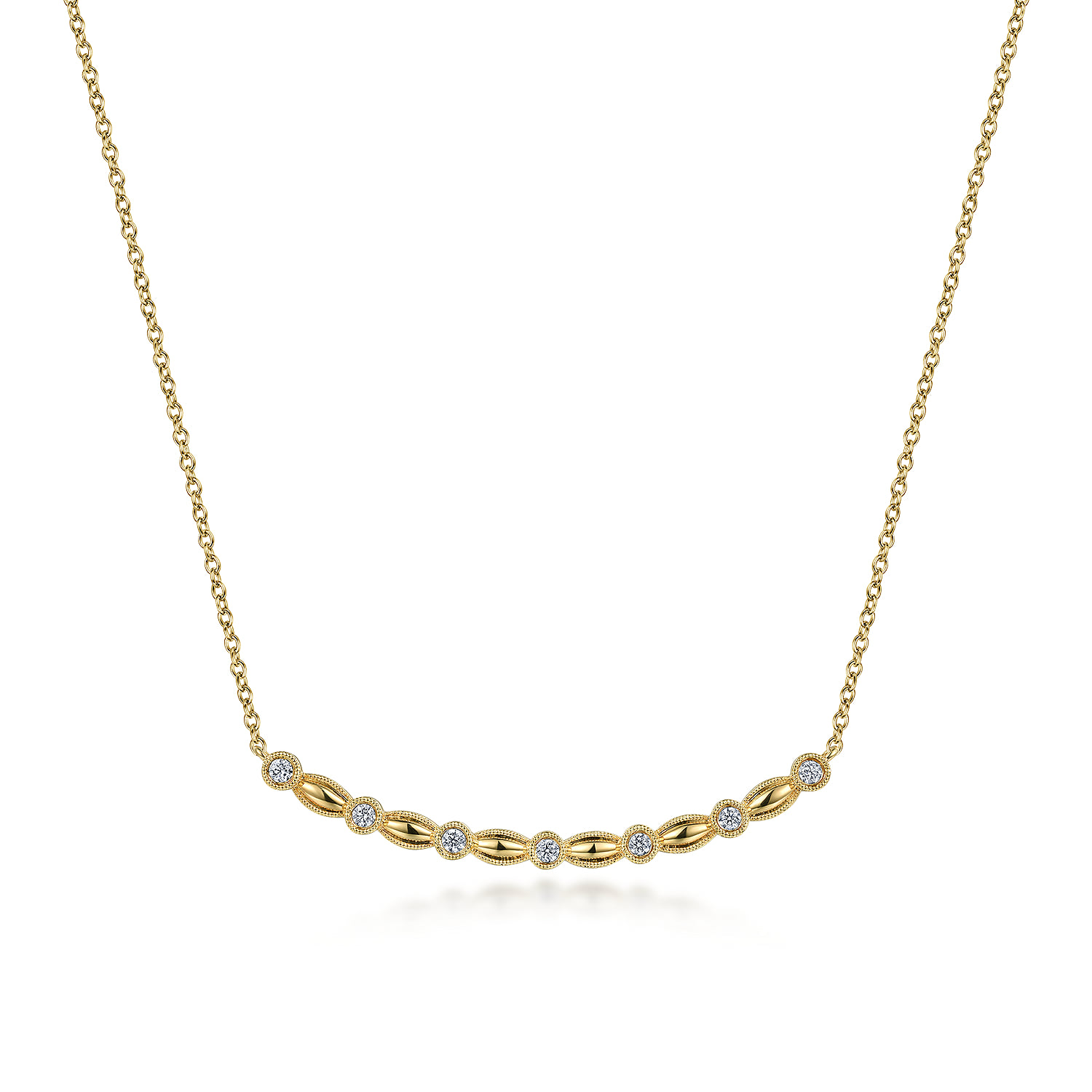 Curved Diamond Station Bar Necklace