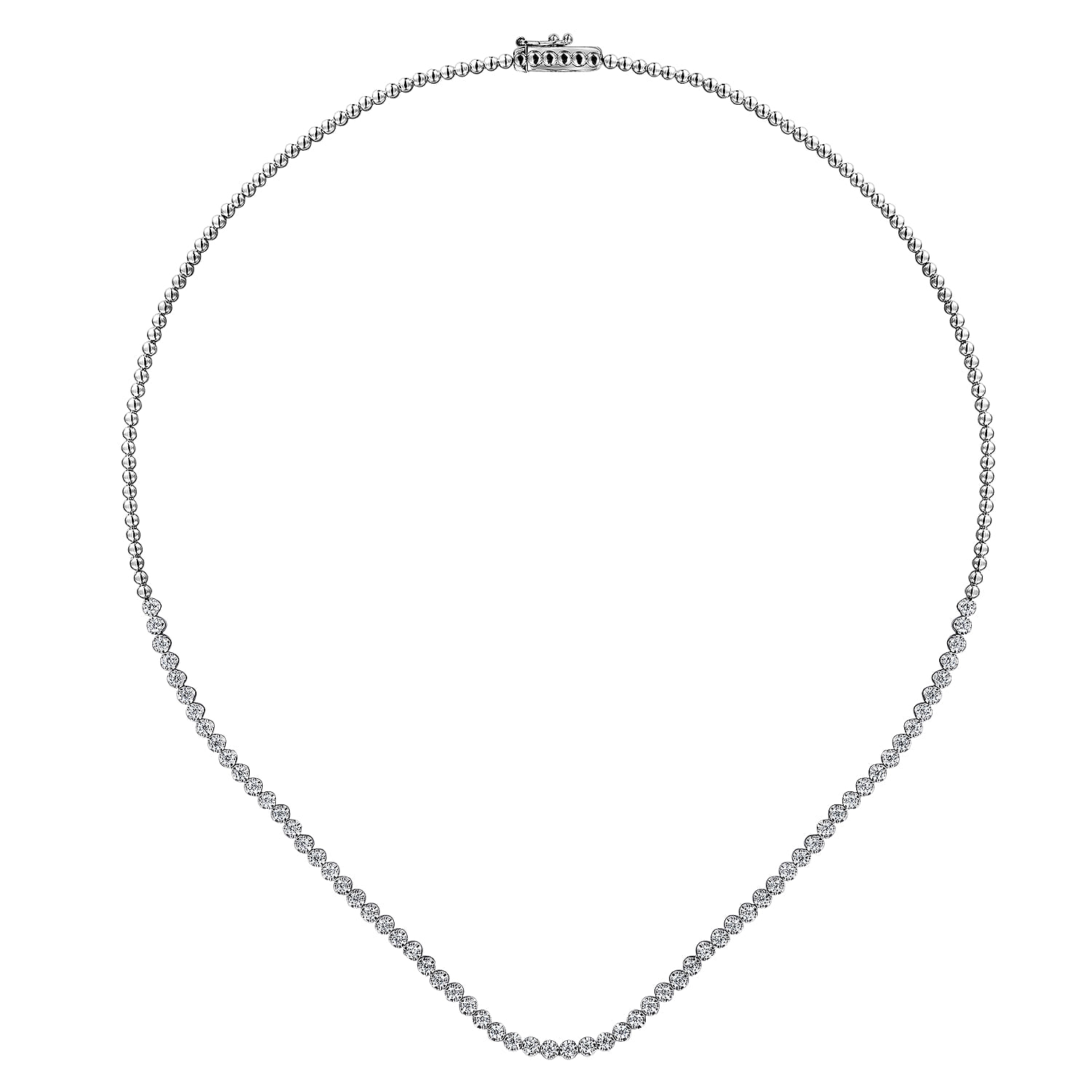 Diamond Tennis Necklace in 14K White Gold, photograph 2