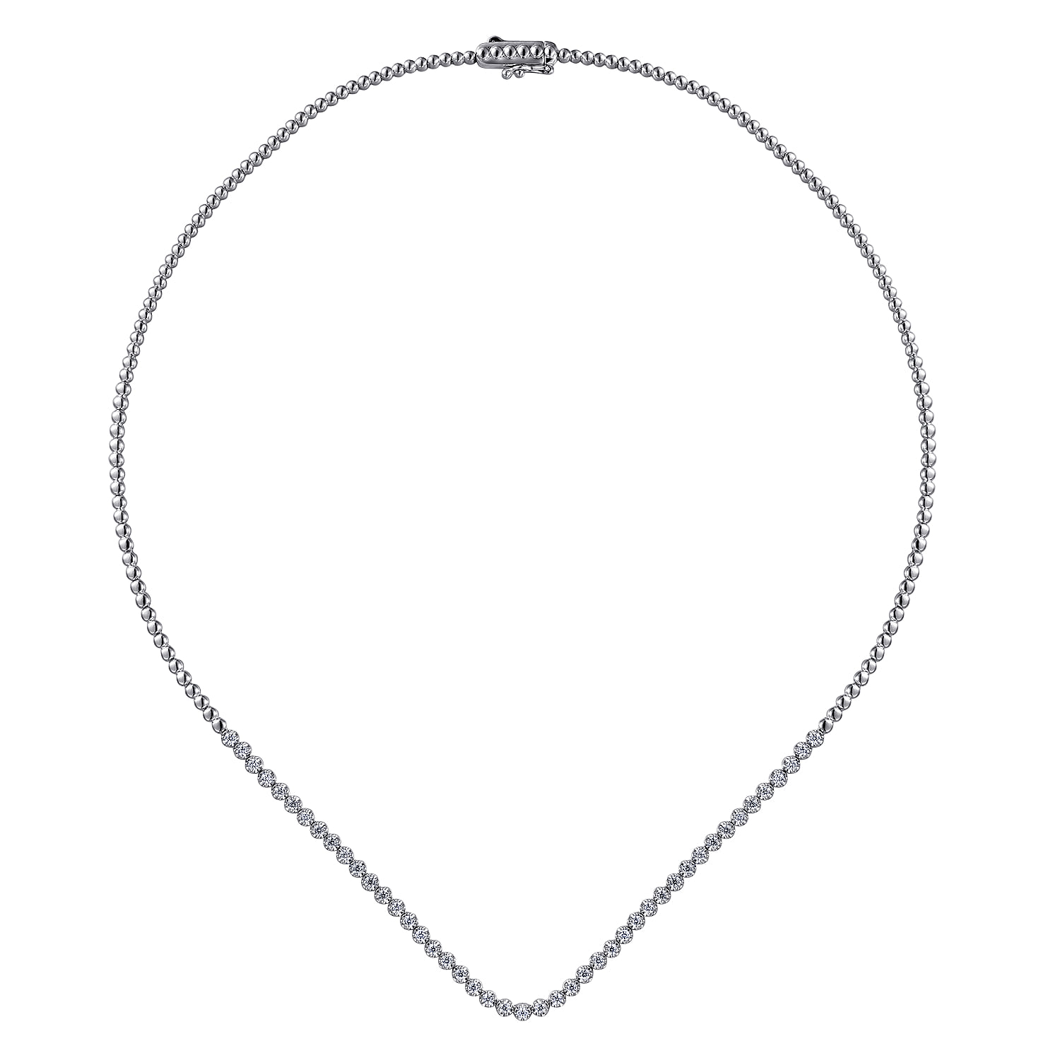 Diamond Tennis Necklace in 14K White Gold, photograph 2