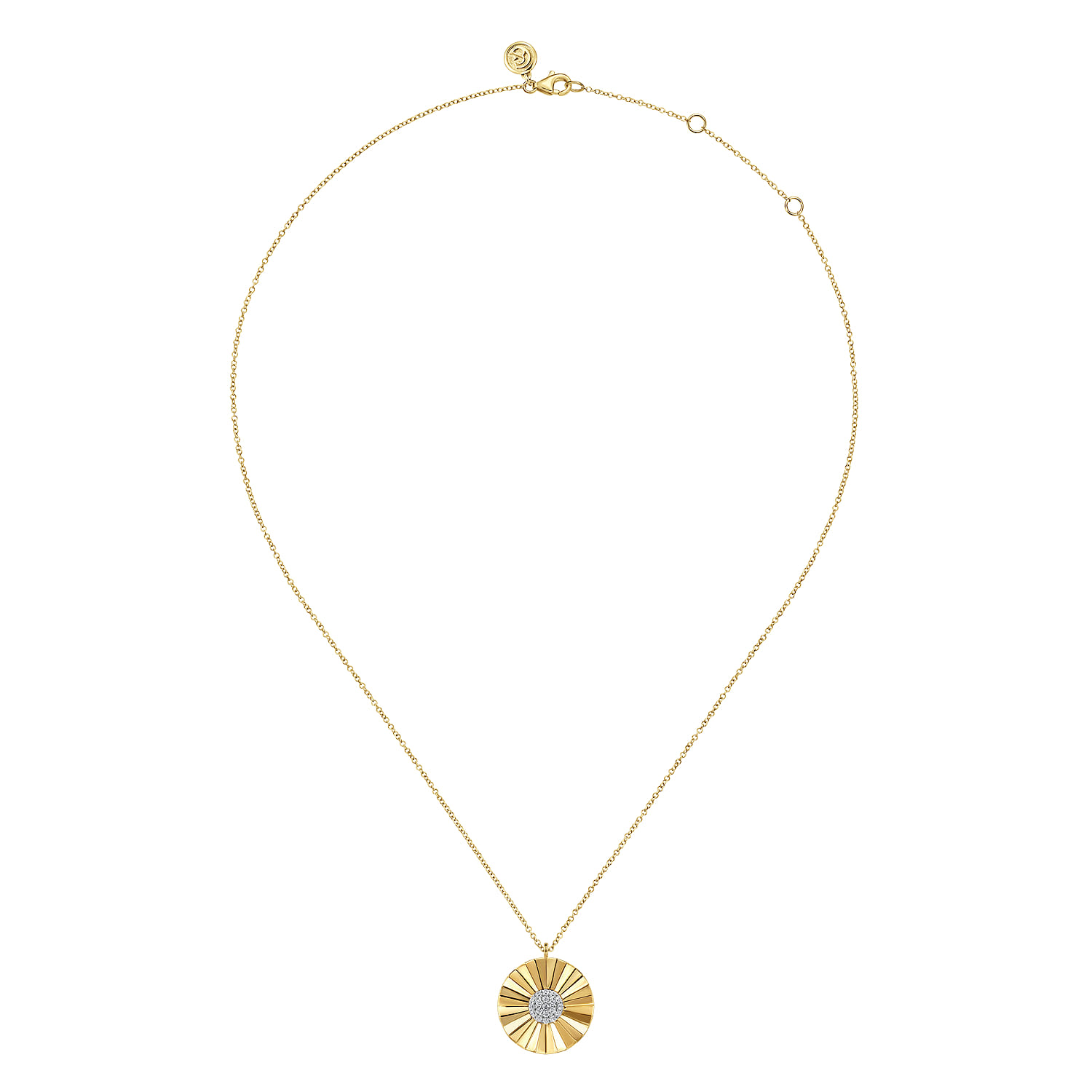 Diamond Necklace with Diamond Cut Texture in 14K White/Yellow Gold, photograph 2