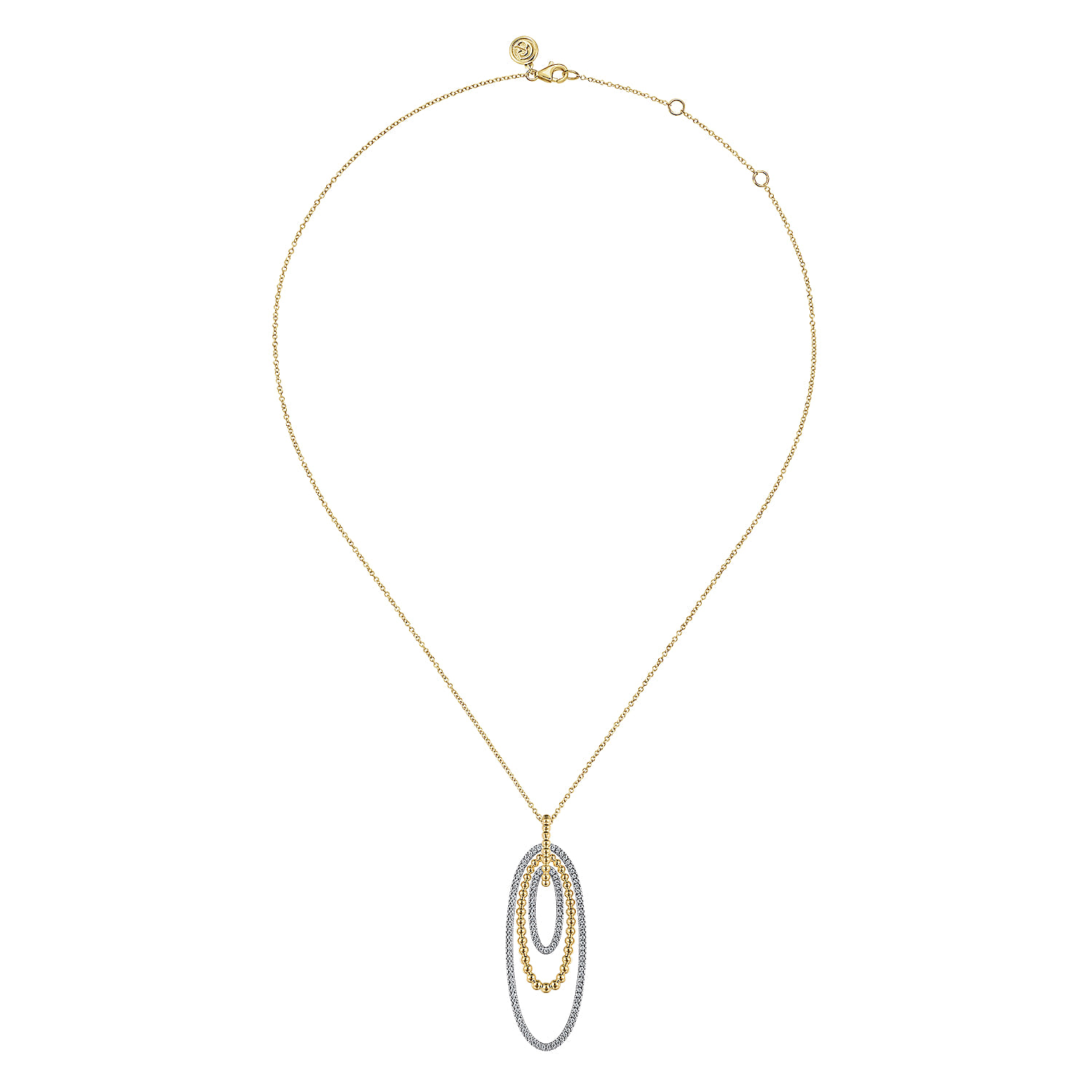 Multi Bujukan Diamond Pendant Necklace in 14K White/Yellow Gold, photograph 2
