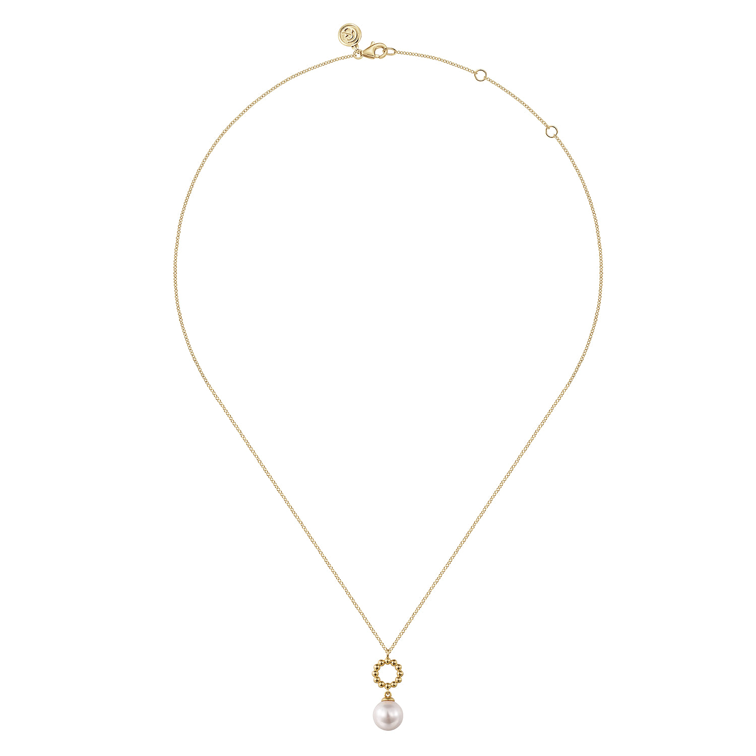 Fresh Water Pearl Bujukan Drop Necklace in 14K Yellow Gold, photograph 2
