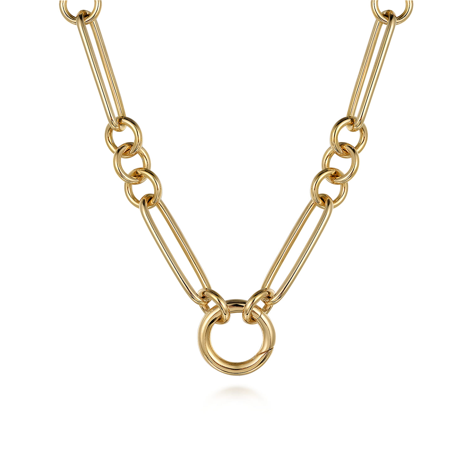 Paper Clip Chain Necklace with Circle Stations