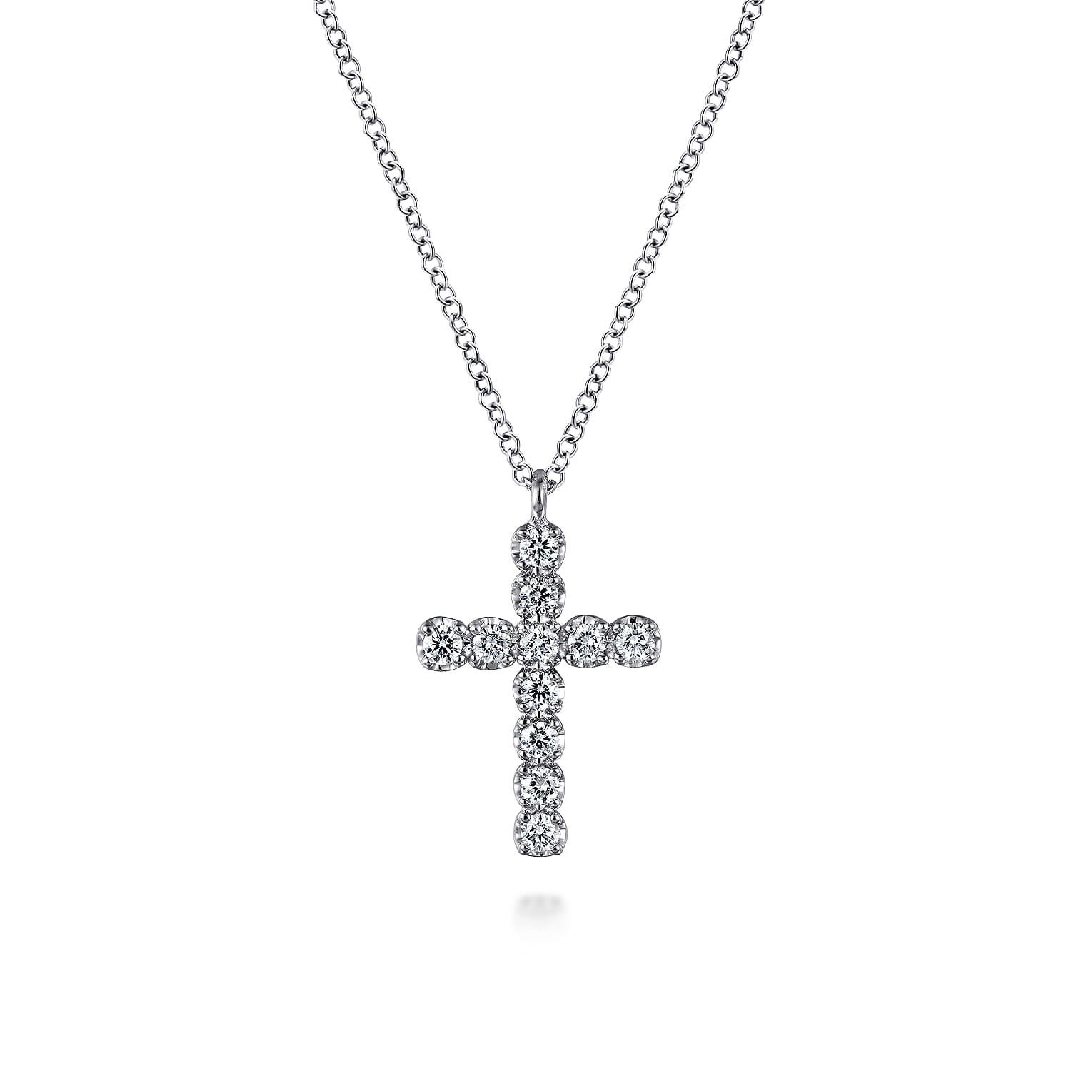 Diamond Cross Pendant Necklace in 14K White Gold