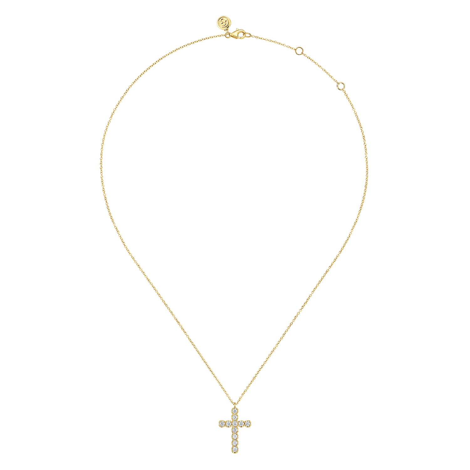 Diamond Cross Pendant Necklace in 14K Yellow Gold, photograph 2