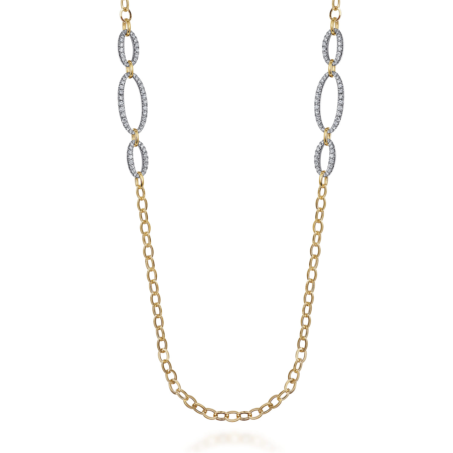 Chain Necklace woth Pave Diamond Stations