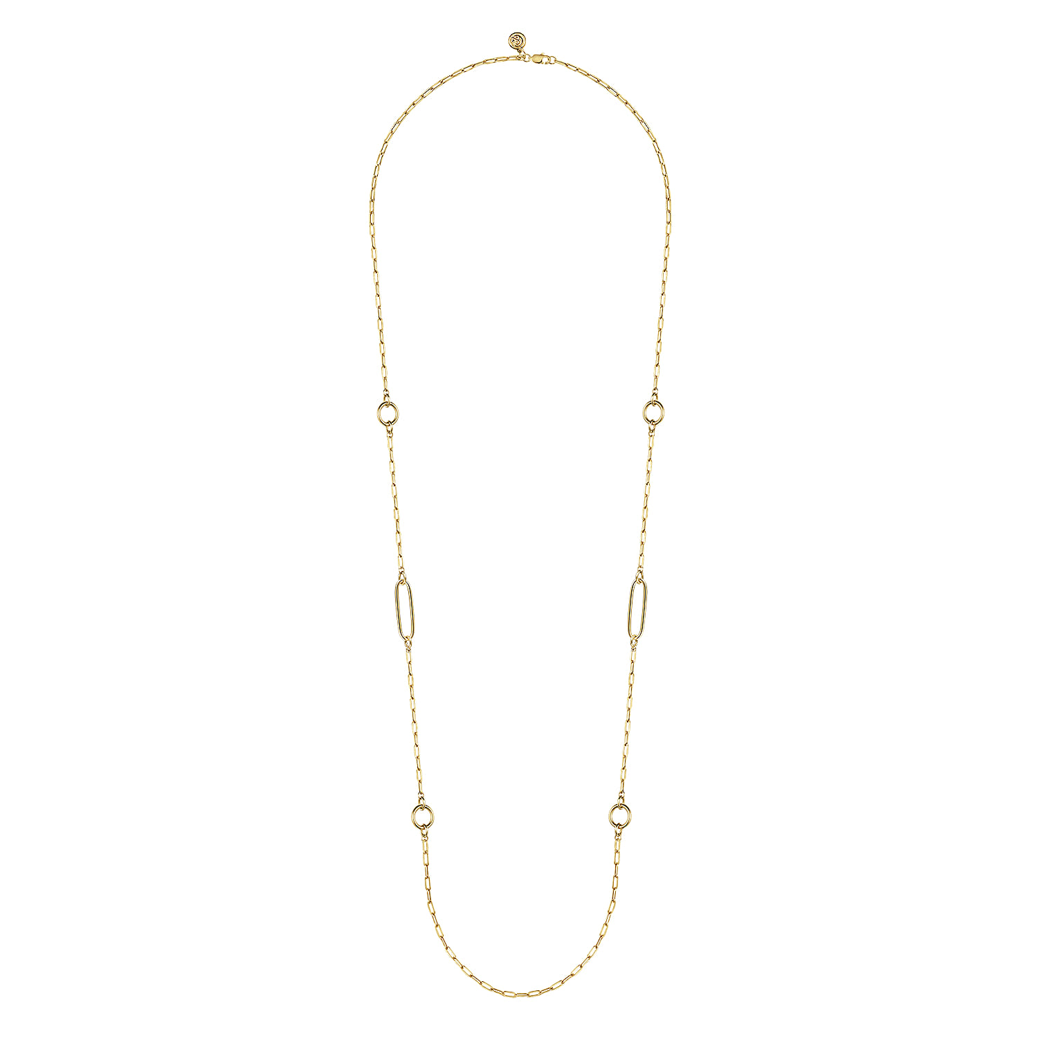 Chain Necklace with Circle Stations in 14K Yellow Gold, photograph 2