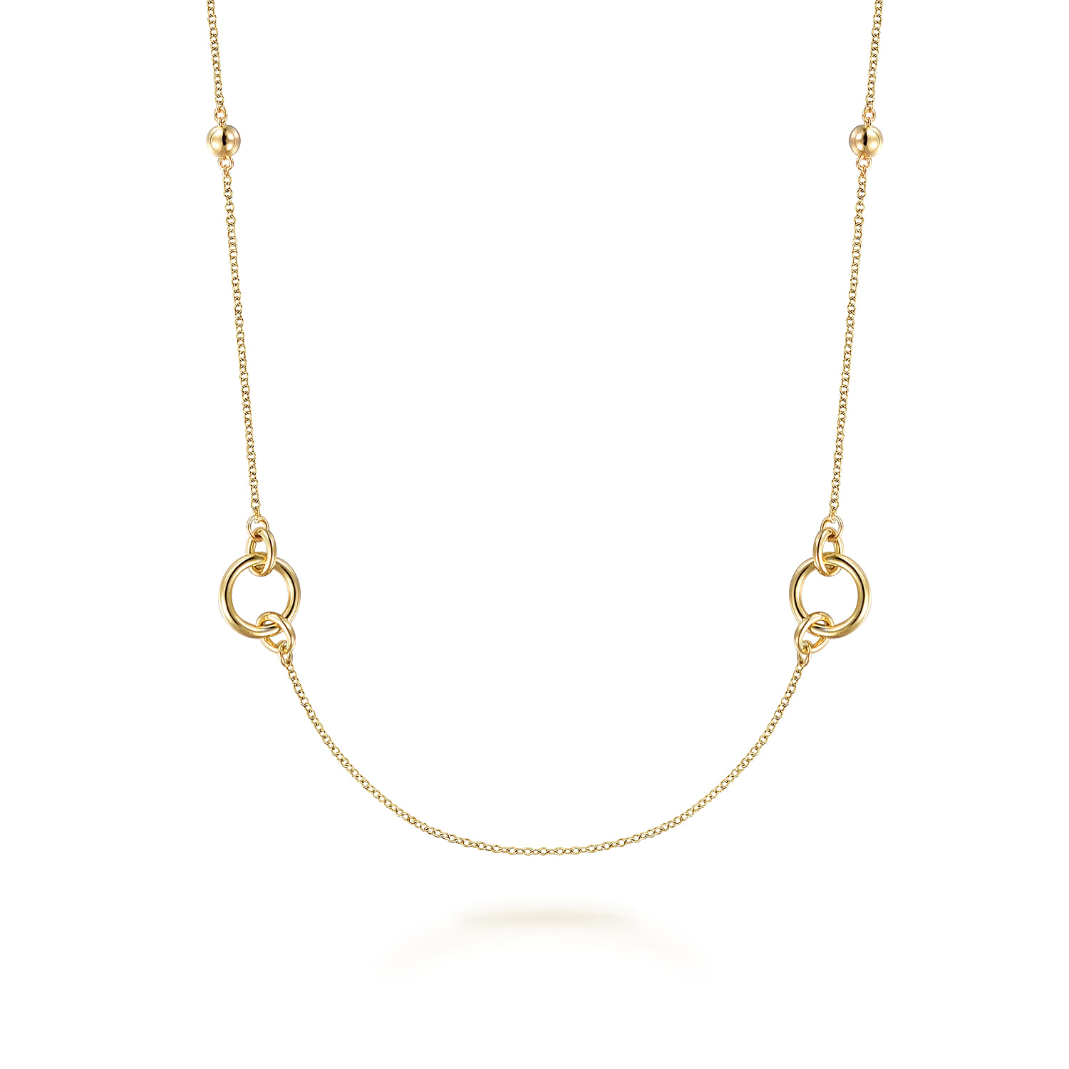 Hollow Tube Link Necklace in 14K Yellow Gold
