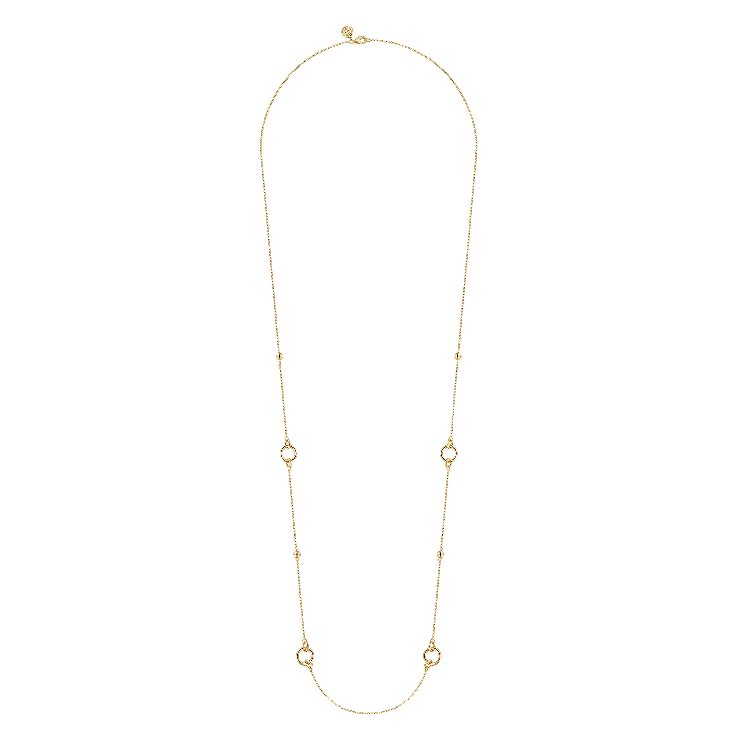 Hollow Tube Link Necklace in 14K Yellow Gold, photograph 2