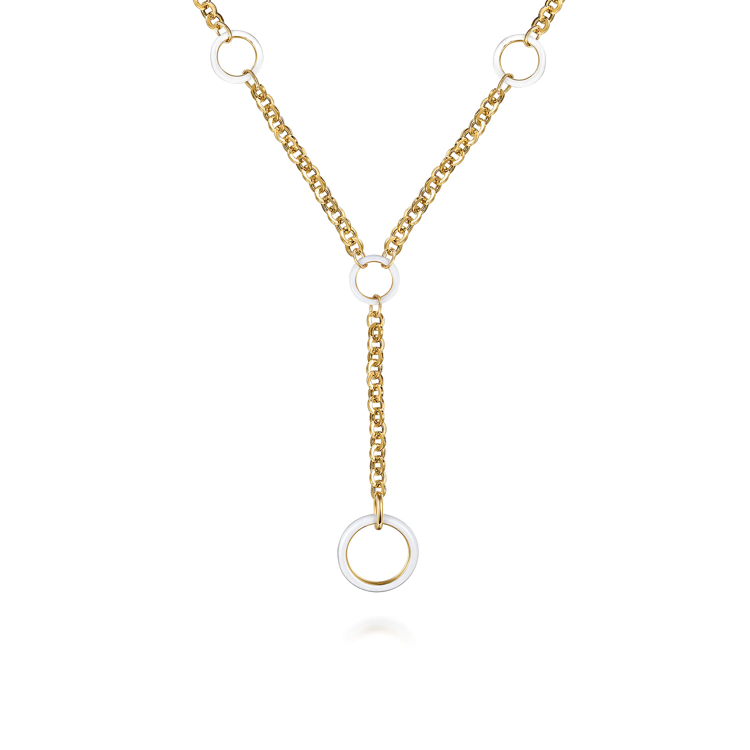 Hollow Tube Link Y knot Necklace with Enamel