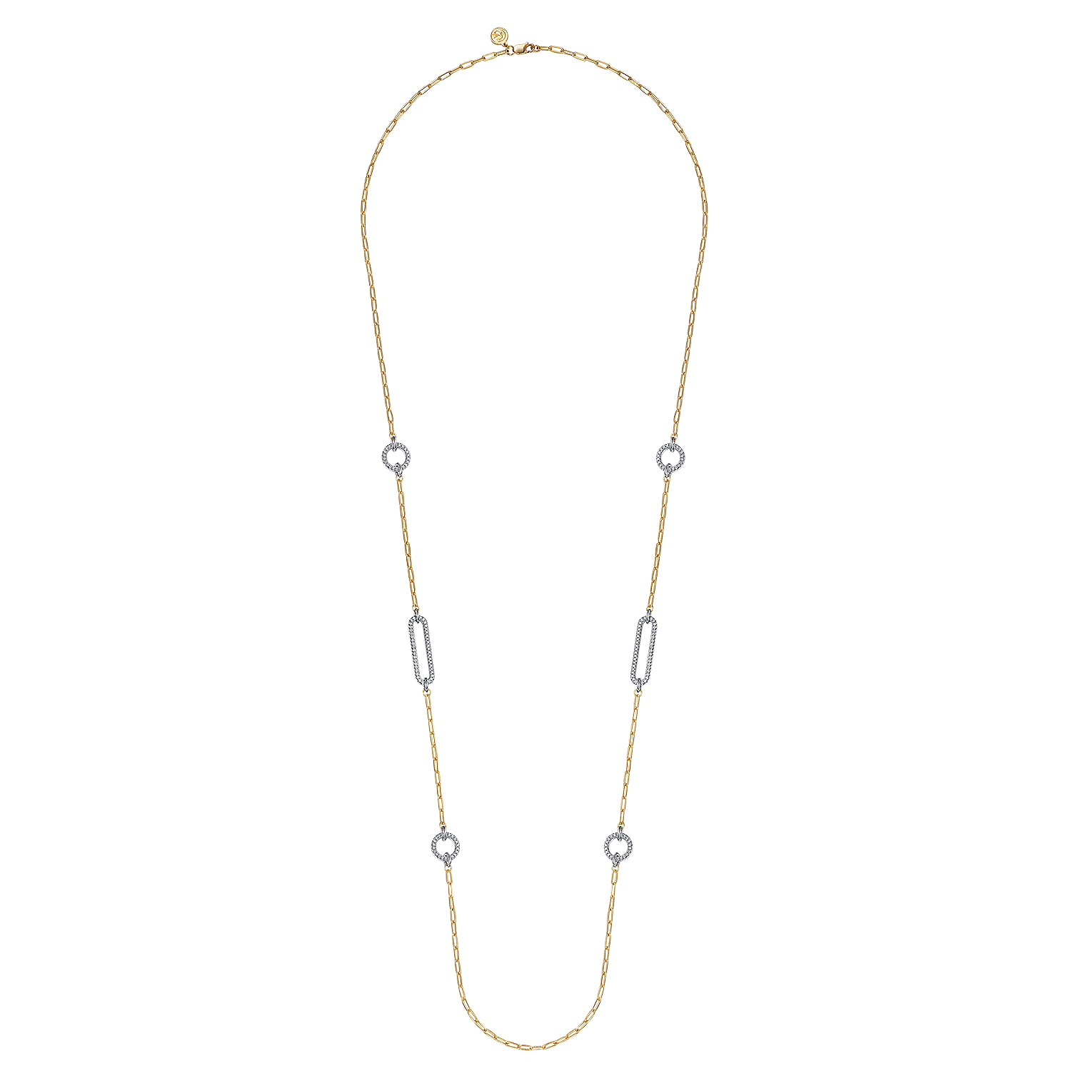 Diamond Link Station Necklace in 14K Yellow Gold, photograph 2
