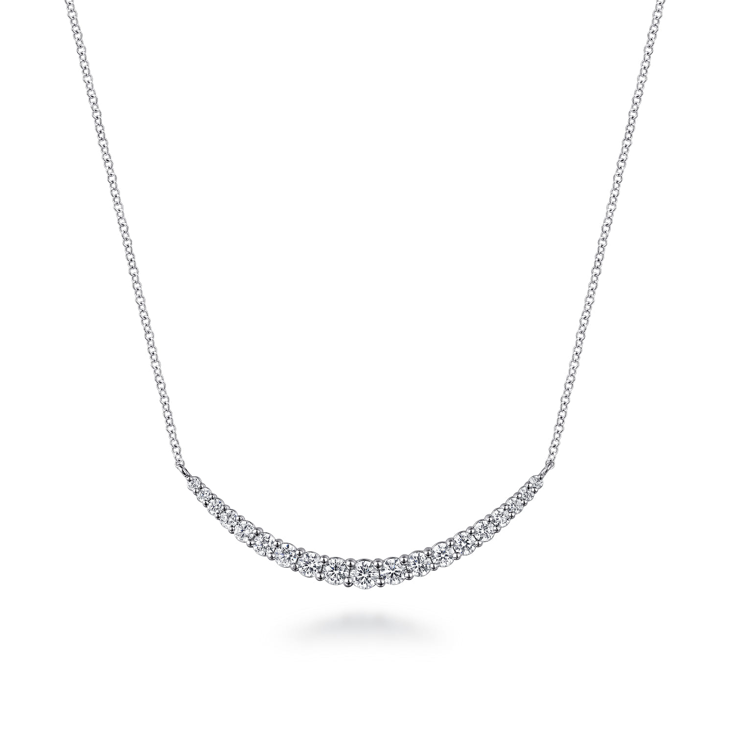 Prong Set Diamond Bar Necklace in 14K White Gold