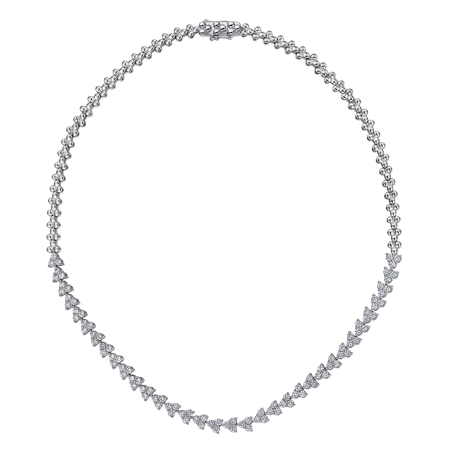 Diamond Cluster Tennis Necklace in 14K White Gold, photograph 2