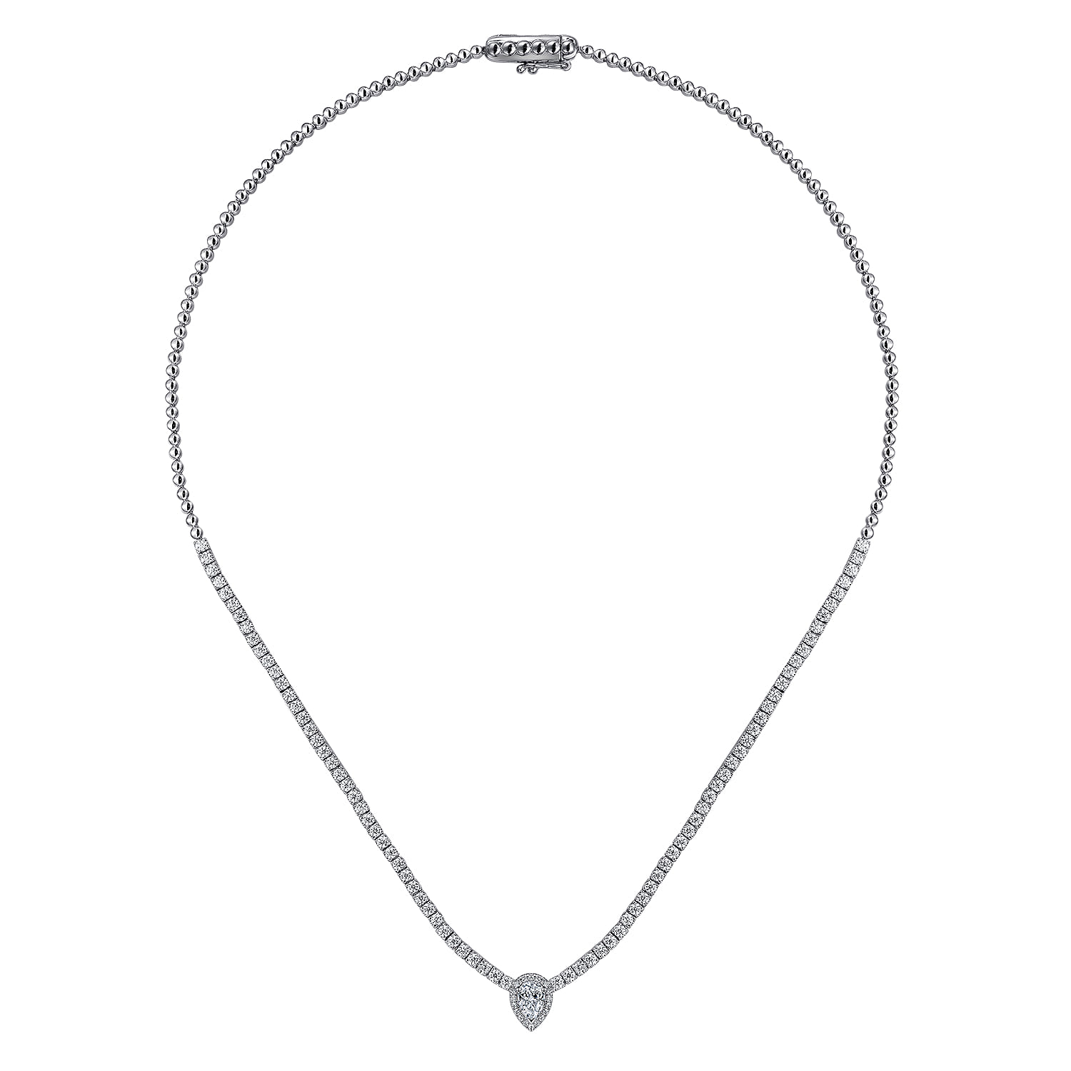 17 inch Diamond Tennis Necklace in 14K White Gold, photograph 2