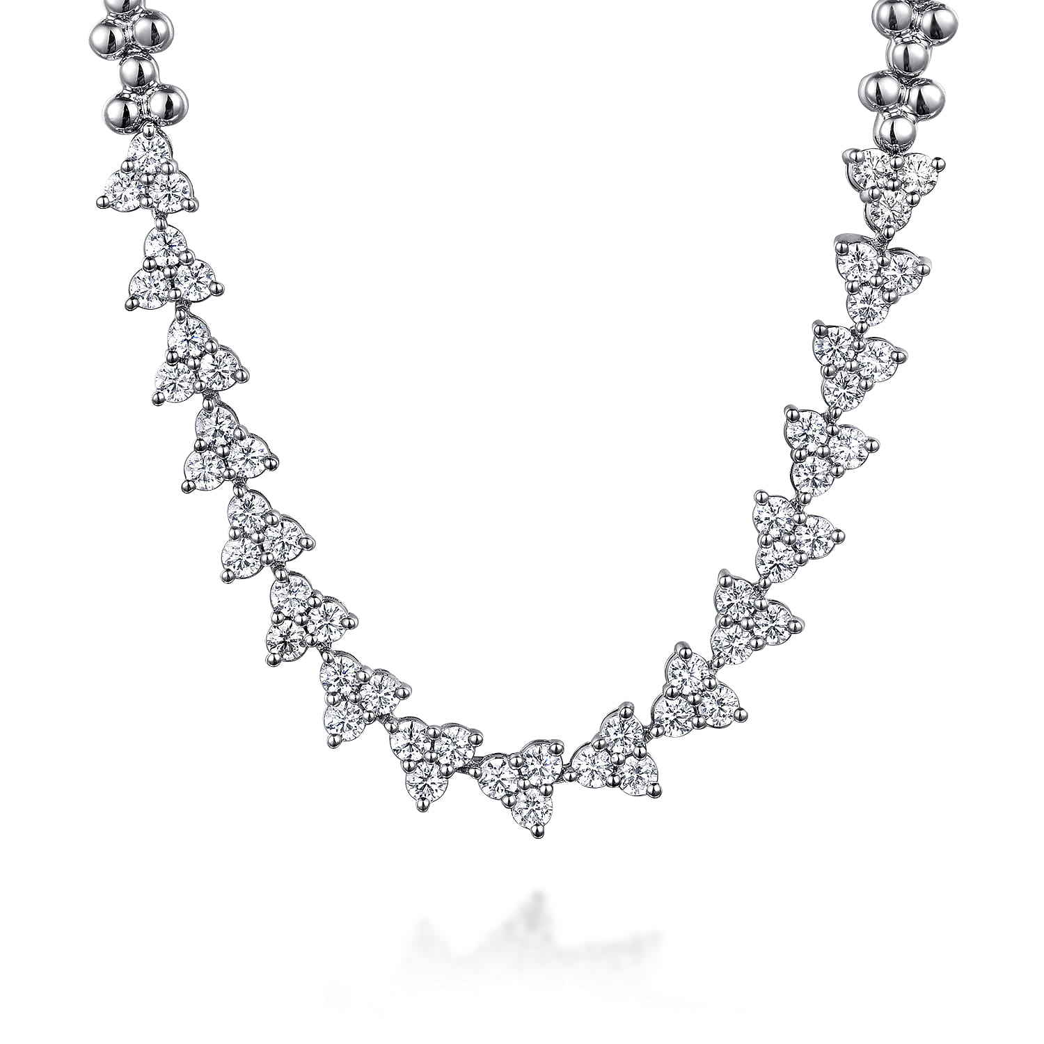 Diamond Cluster Tennis Necklace in 14K White Gold