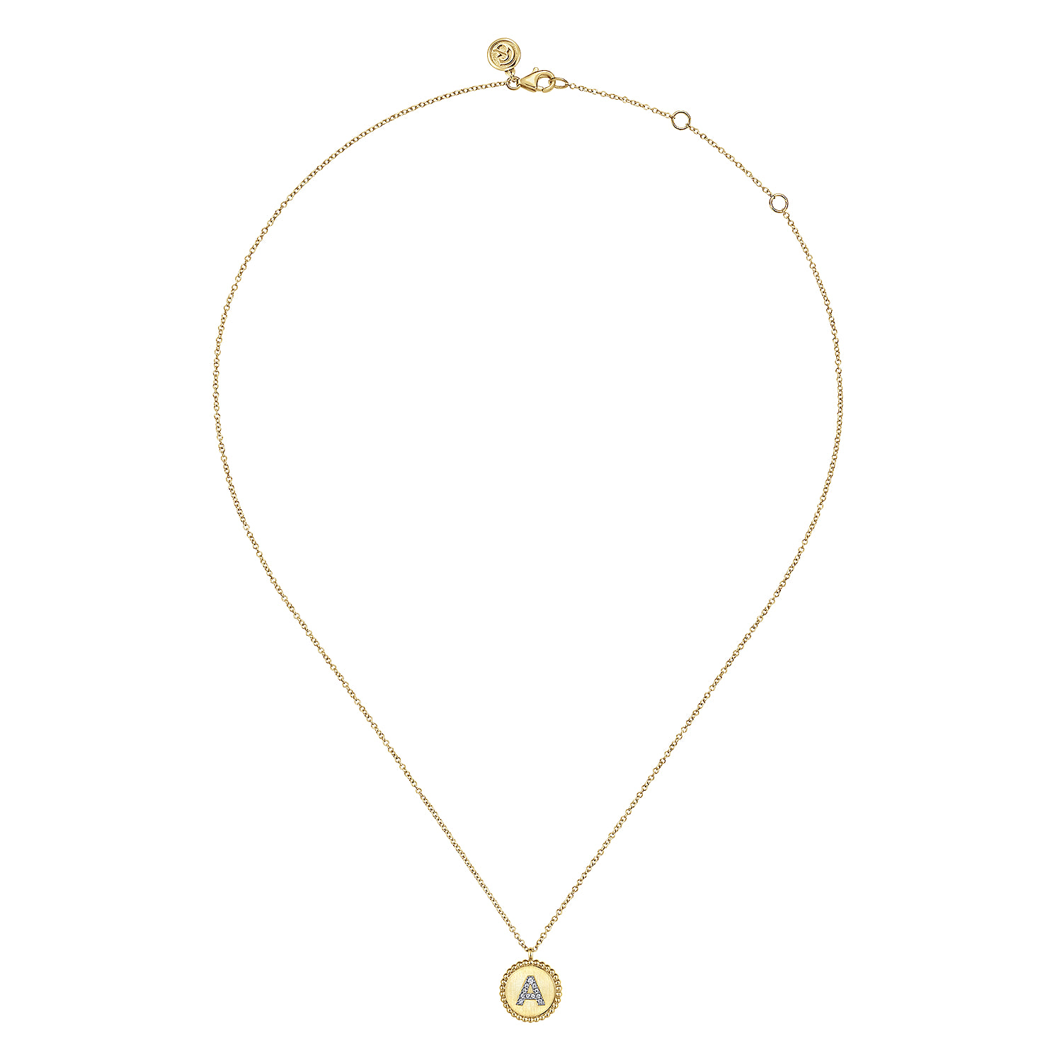 A Initial Pendant Necklace with Diamonds in 14K Yellow Gold, photograph 2