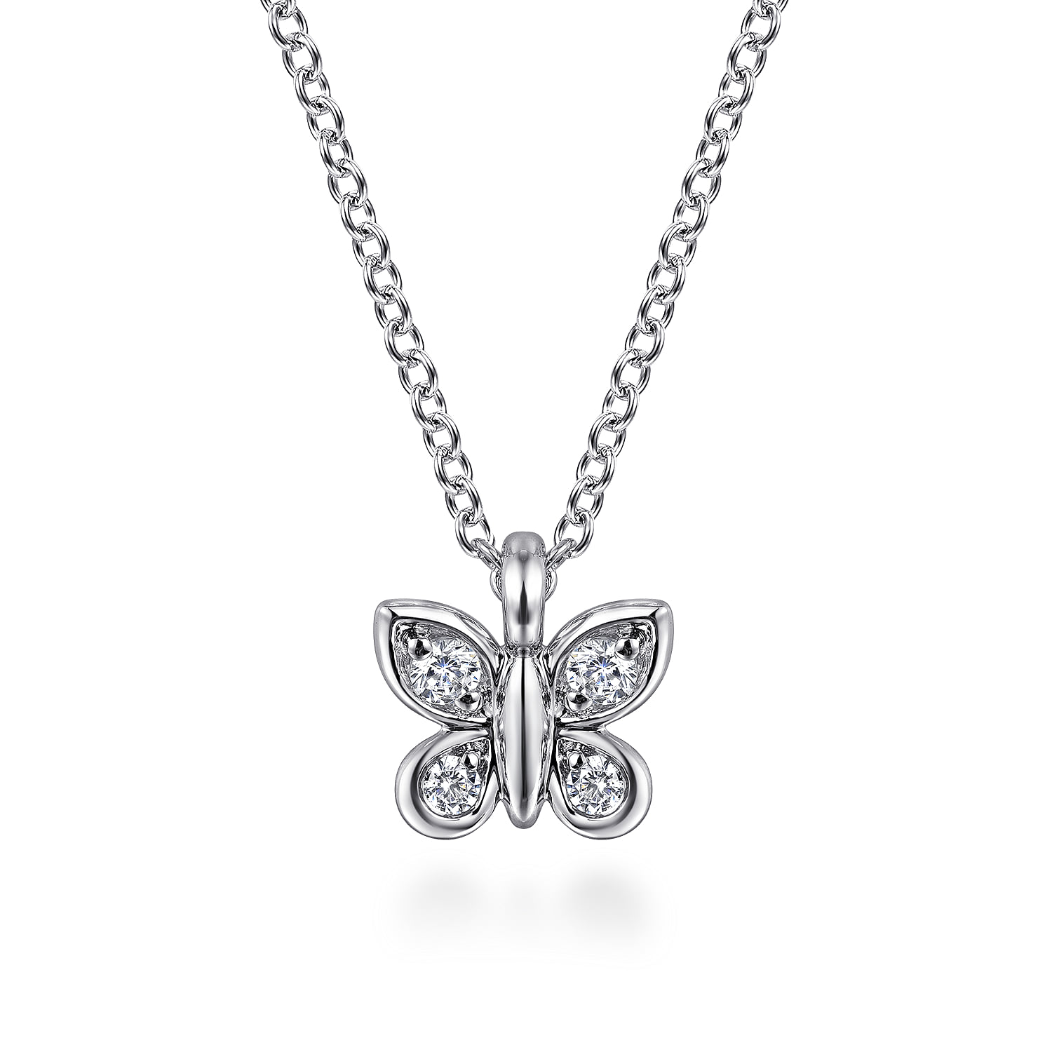 Diamond Butterfly Pendant Necklace