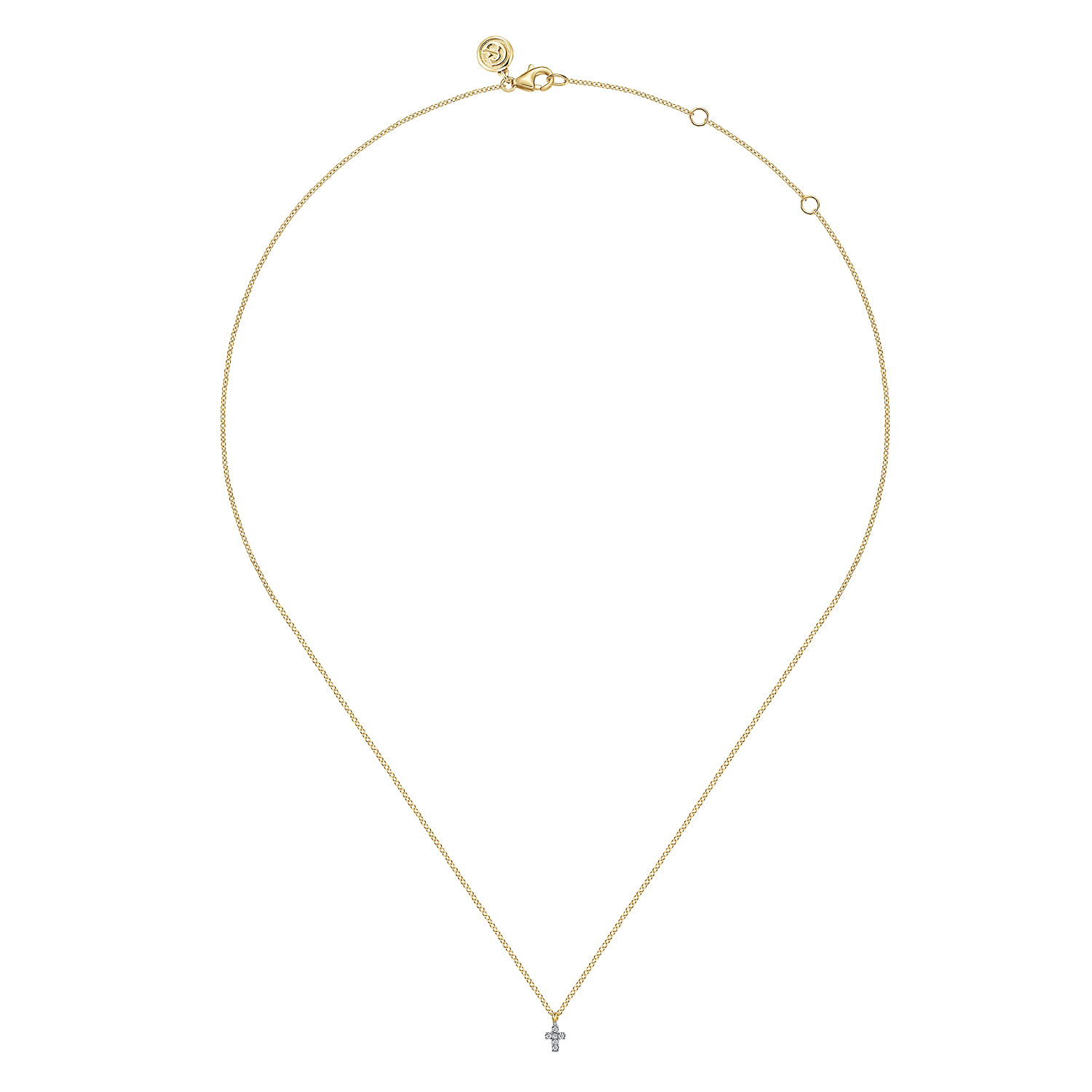 Diamond Cross Pendant Necklace in 14K White/Yellow Gold, photograph 2