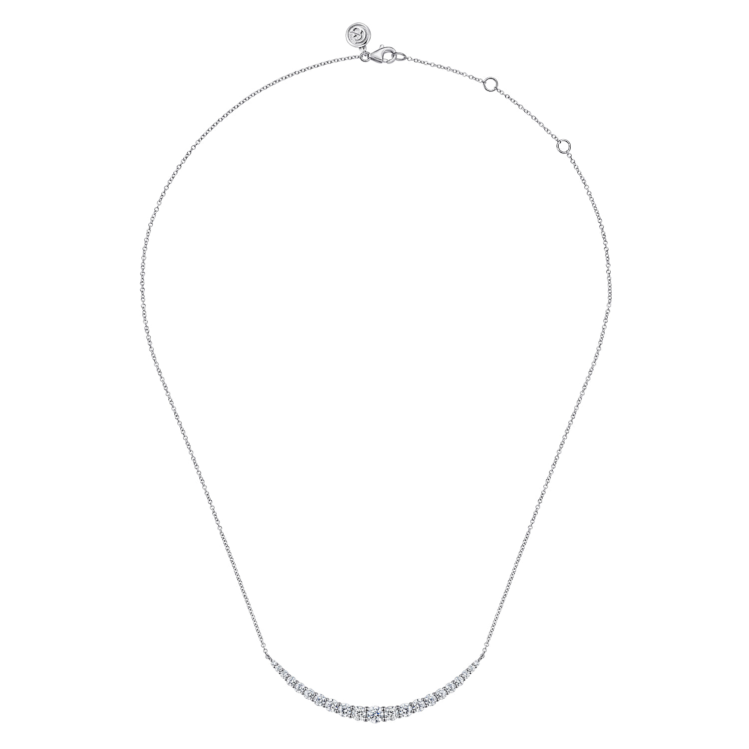 Diamond Bar Necklace in 14K White Gold, photograph 2